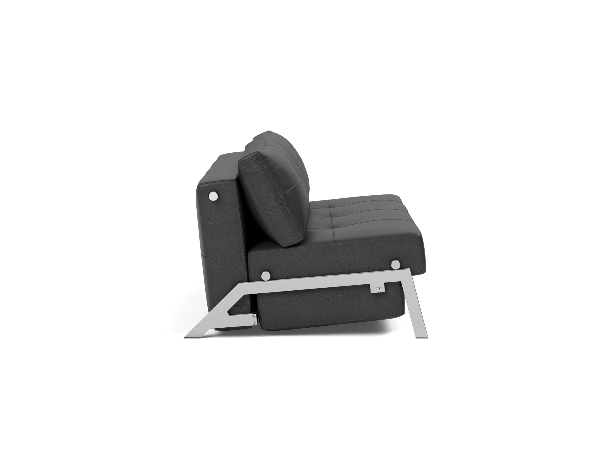 Schlafsofa Cubed 160 Lederoptik Faunal 550-Black Beine Chrom
