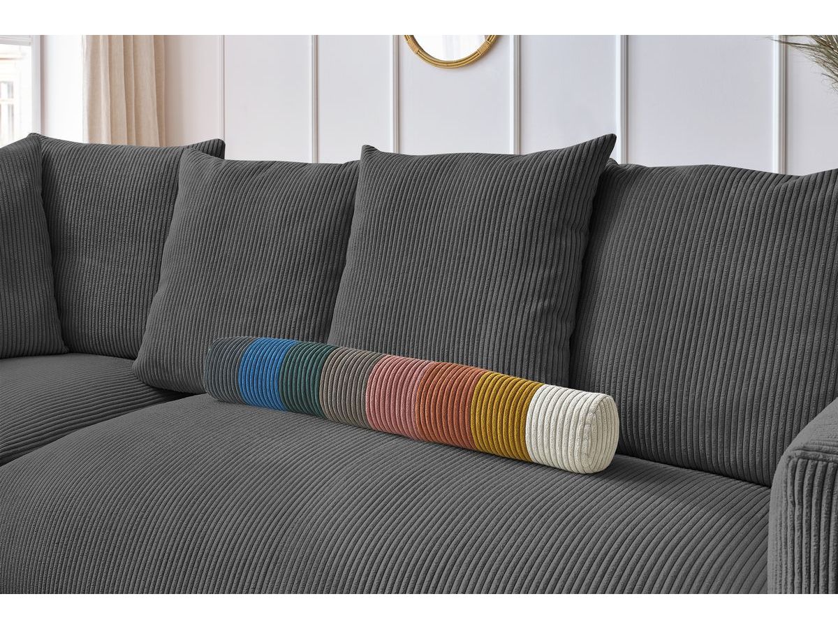 Bobochic Voltaire Ecksofa mit Pouf 268 × 214 cm Cordsamt Dunkelgrau Ecke links