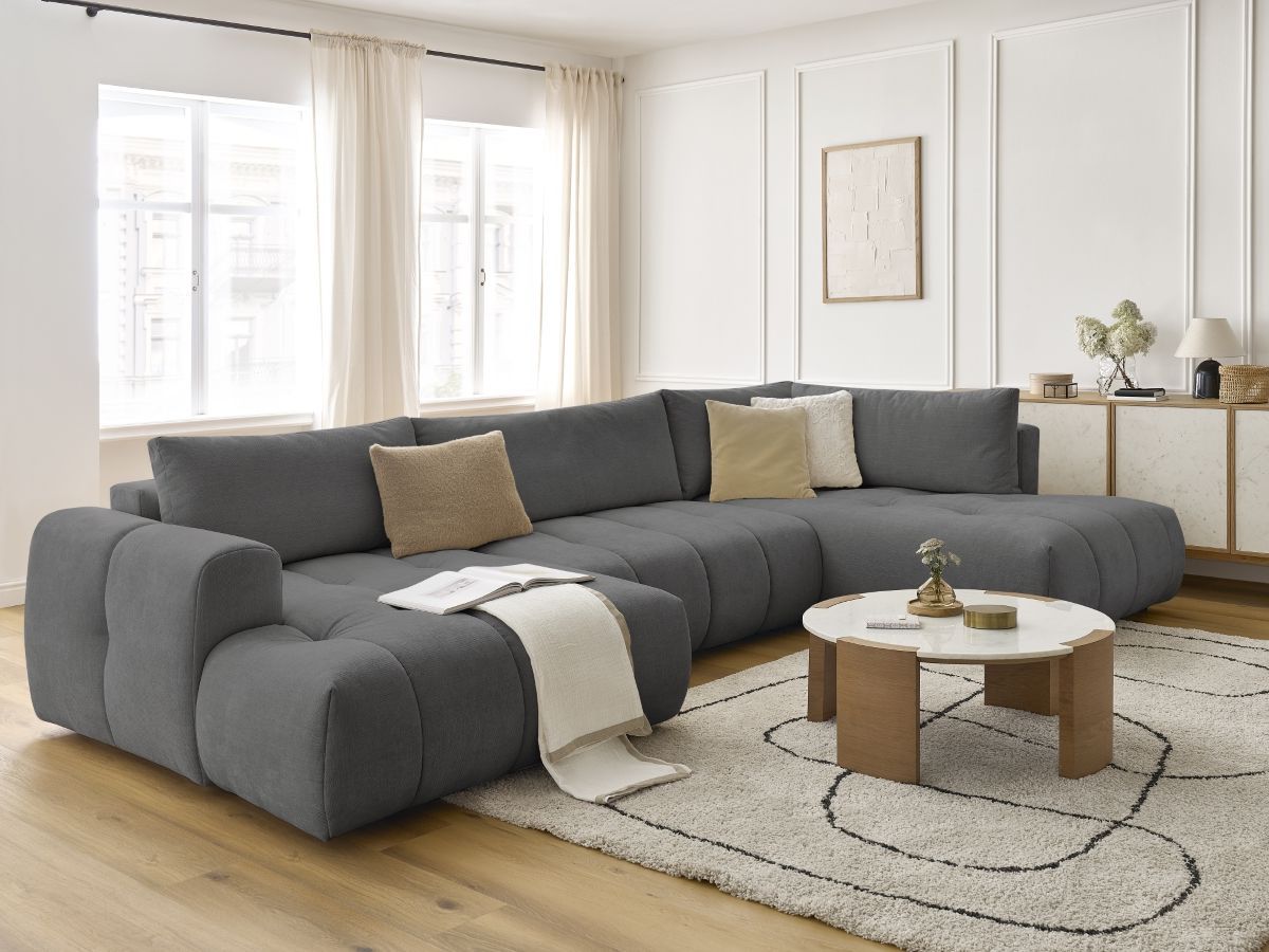 Bobochic Fuji Wohnlandschaft Stoff Dunkelgrau Ecke links