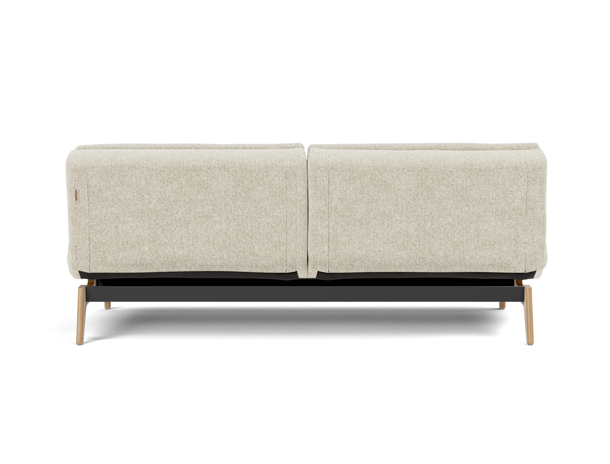 Schlafsofa Dublexo Strukturierter Stoff Taura 357-Off-White Beine Eiche