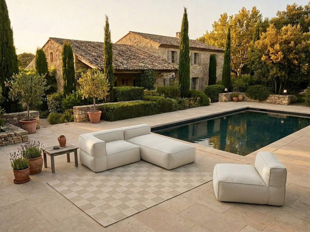 Bobochic Giulia Gartensofa 3-Sitzer 240 × 170 cm Stoff Beige