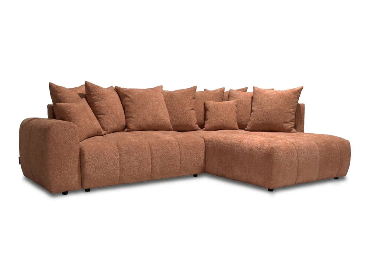 Bobochic Roxelane Ecksofa mit Schlaffunktion und Bettkasten Bouclé-Stoff Orange Ecke rechts