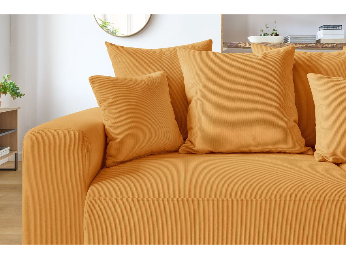 Bobochic Envy Schlafsofa 3-Sitzer mit Bettkasten und Pouf Cordsamt Gelb