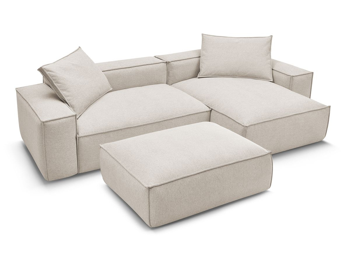 Bobochic Boheme Ecksofa mit Pouf Melange-Stoff Beige