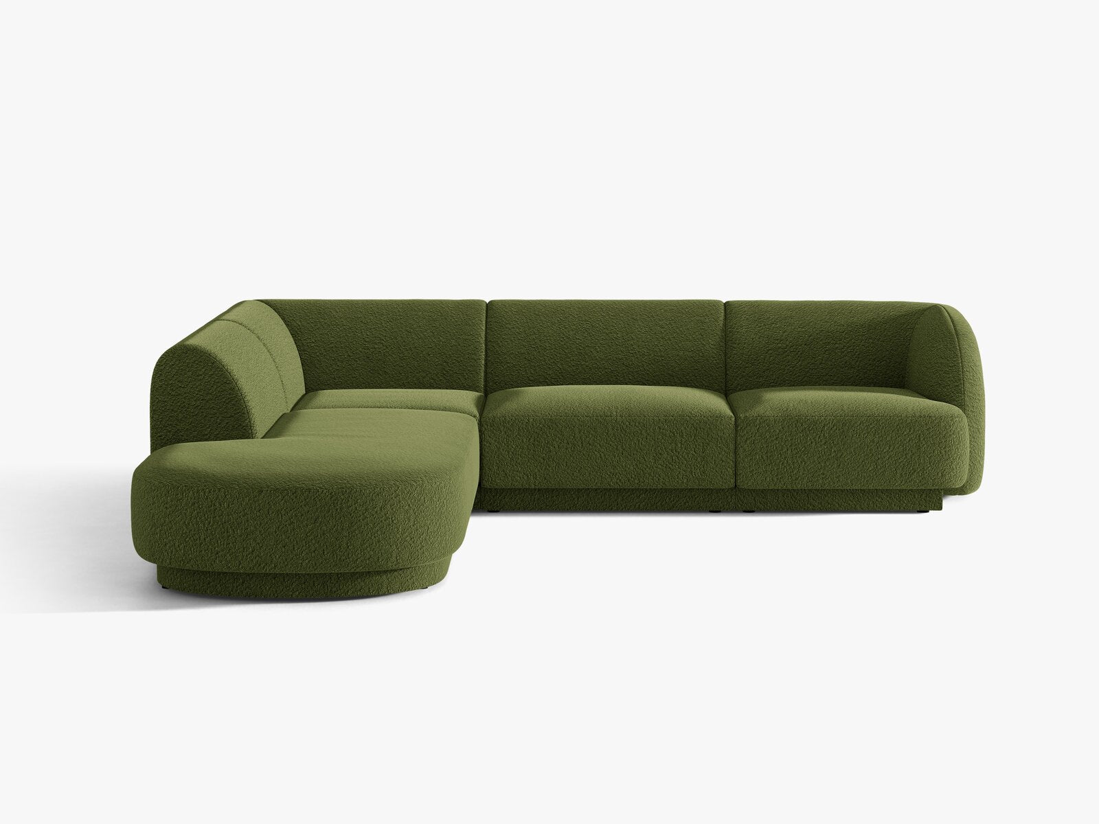 Micadoni Ecksofa Miley 6-Sitzer Links Boucle Baloo Dunkel-Olivgrün