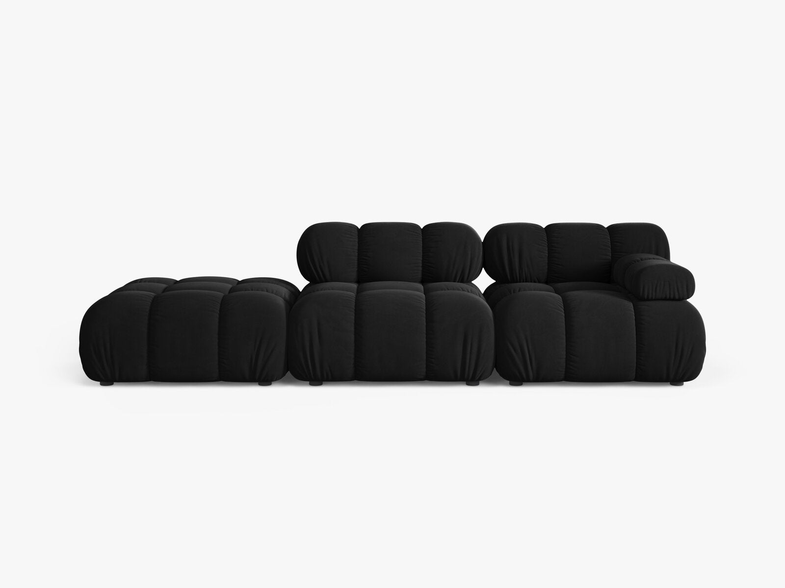 Micadoni Modulares Sofa Bellis 4-Sitzer Links Samt Bluvel Schwarz