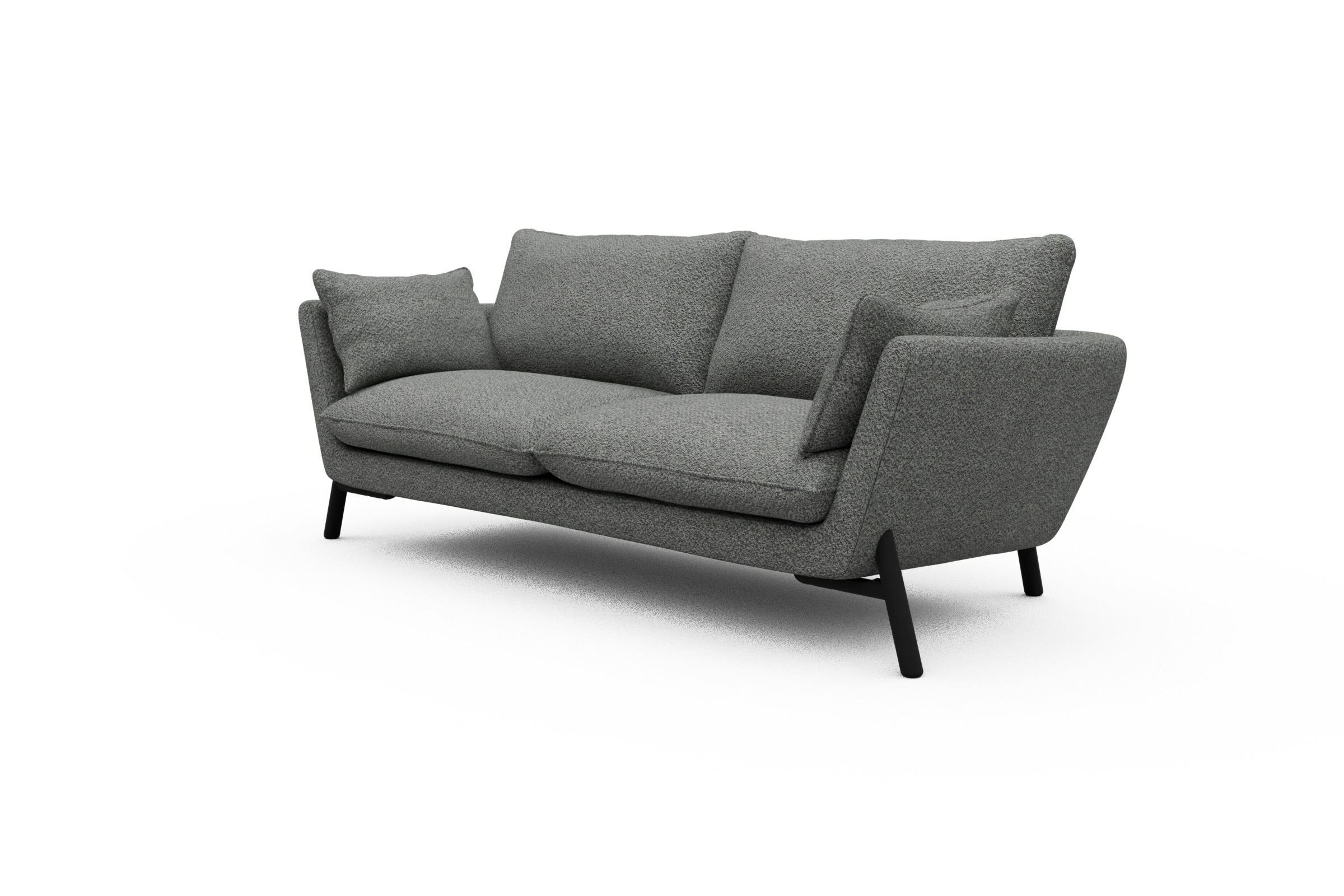 Sofa Emil 3-Sitzer Beinfarbe Eiche Schwarz Vanora-Warm-Grey