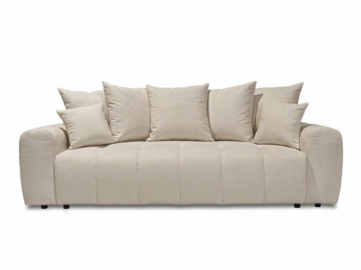 Bobochic Roxelane Schlafsofa 3-Sitzer mit Bettkasten Melange-Stoff Beige