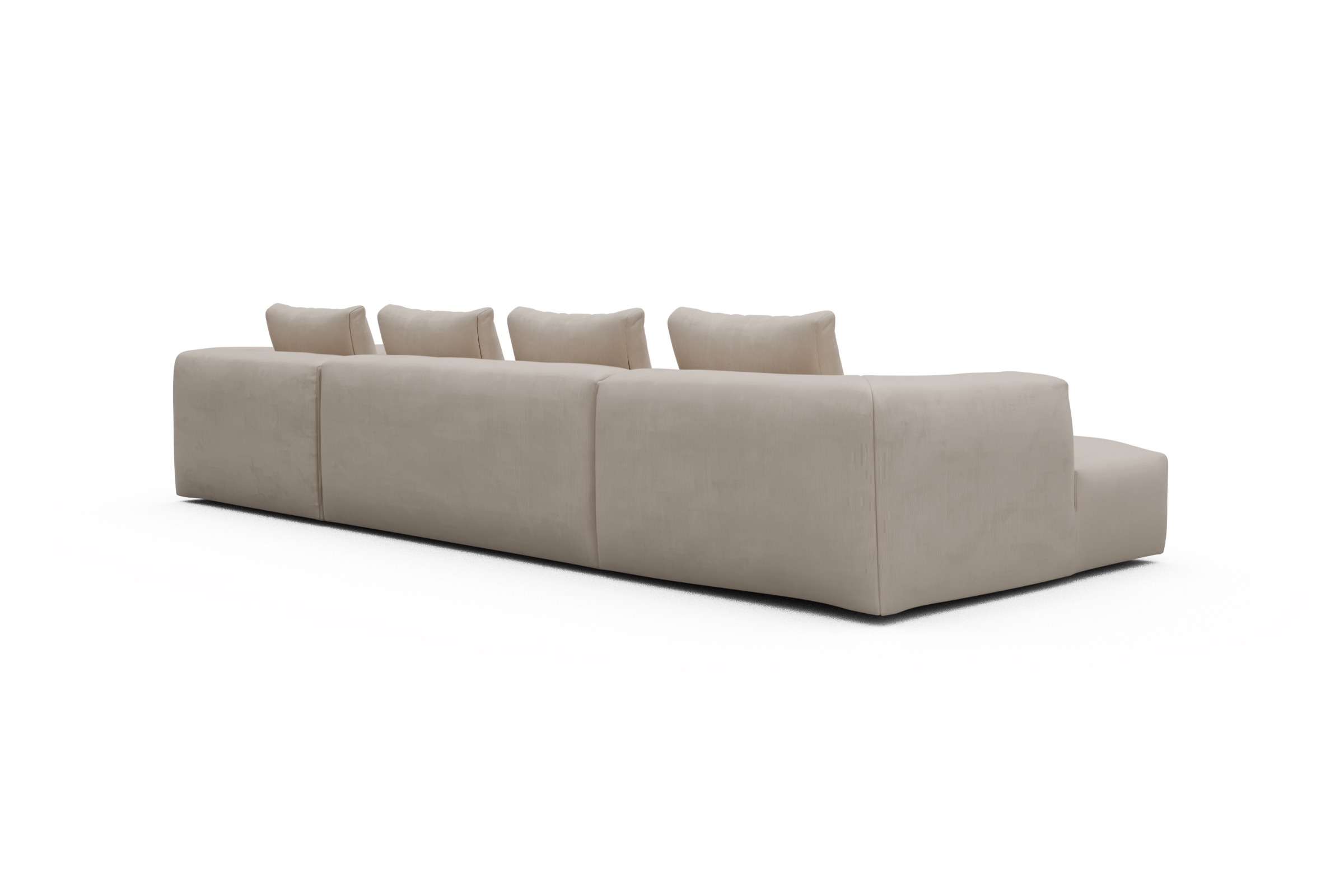 Wohnlandschaft Fred Relax-Ecke rechts mit 2-Sitzer und Chaiselongue links Cordufine-Off-White