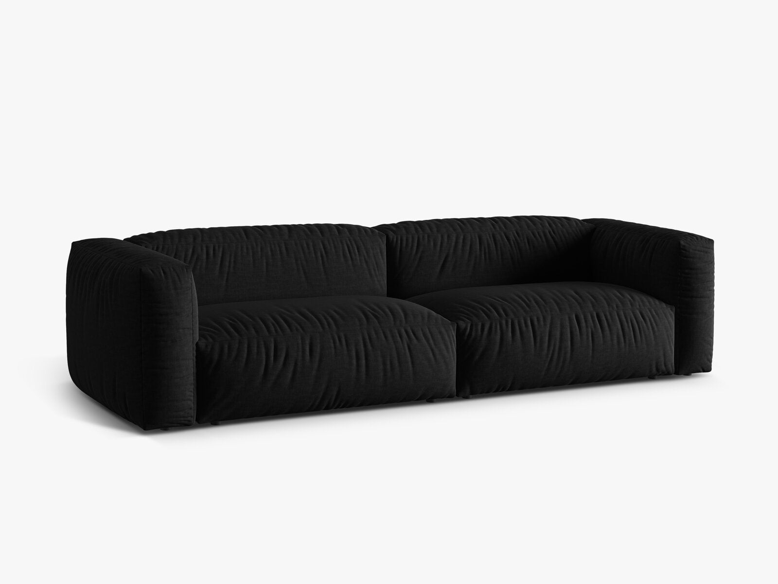Micadoni Sofa Martina 4-Sitzer Strukturierter Stoff Boston Schwarz