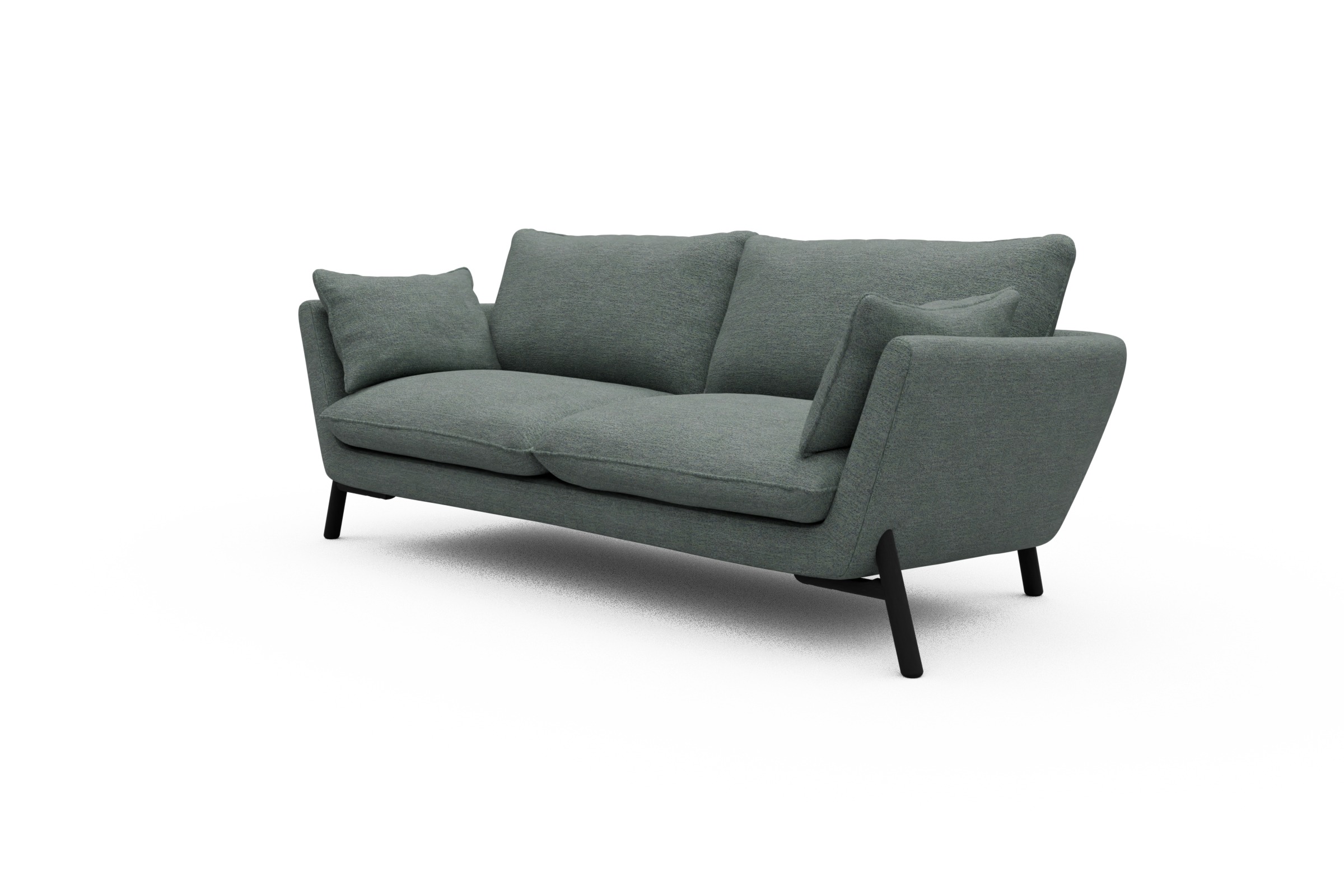 Sofa Emil 3-Sitzer Beinfarbe Eiche Schwarz Carreno-Ice-Blue