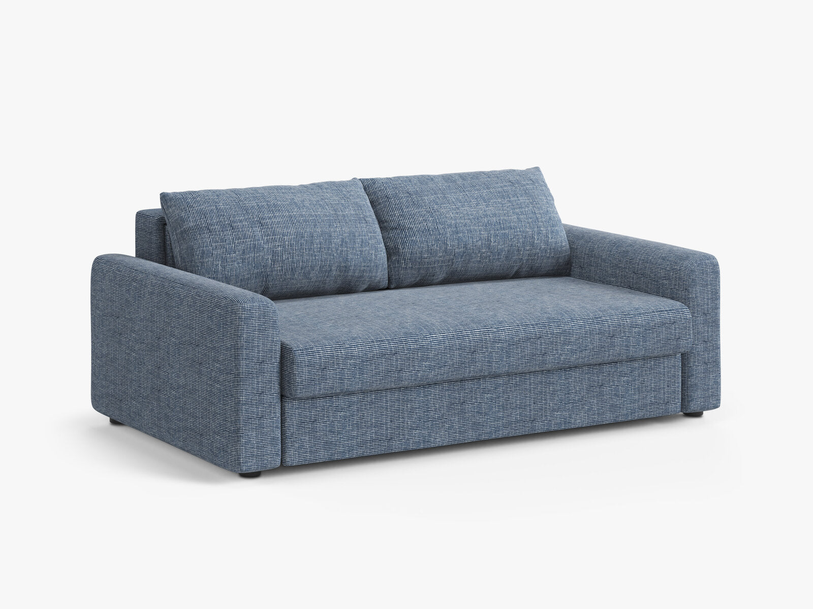 Micadoni Sofa mit Schlaffunktion David 3-Sitzer Strukturierter Stoff Baltimore Blau Melange