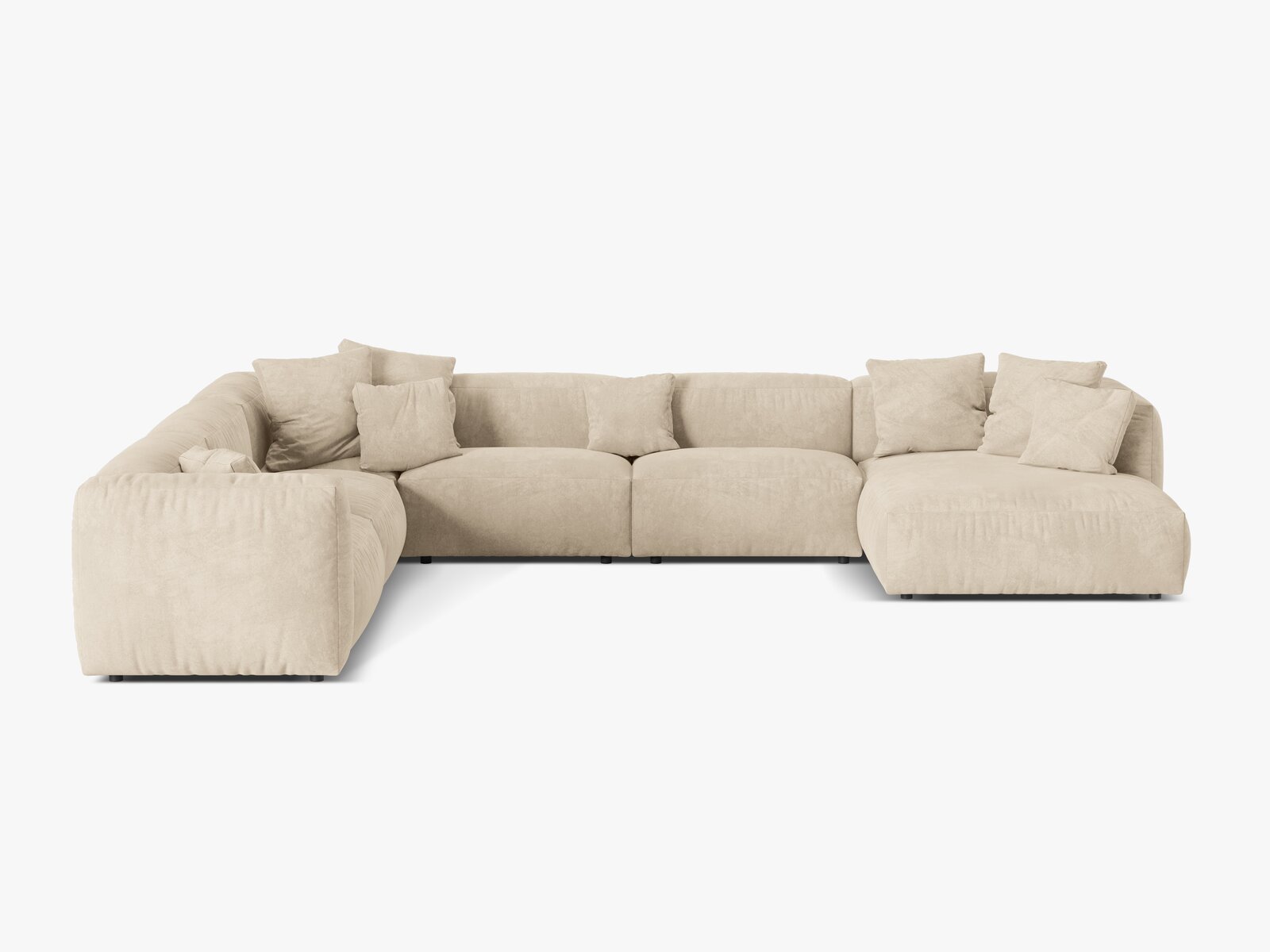 Micadoni modulares Ecksofa XL Martina 6-Sitzer Links Samt Vogue Helles Beige