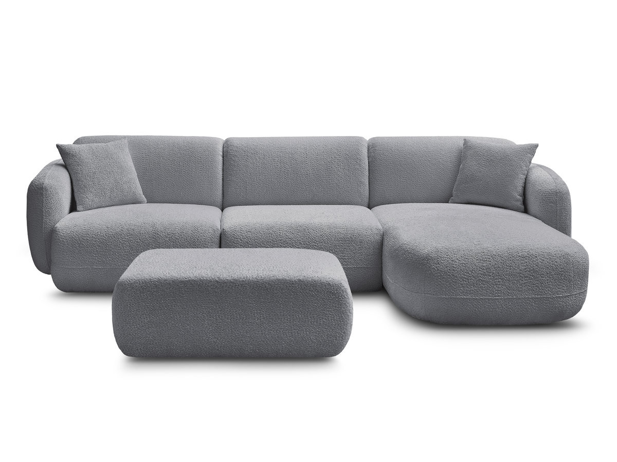 Bobochic Anda Ecksofa mit Pouf 292 × 163 cm Chenille Grau Ecke rechts