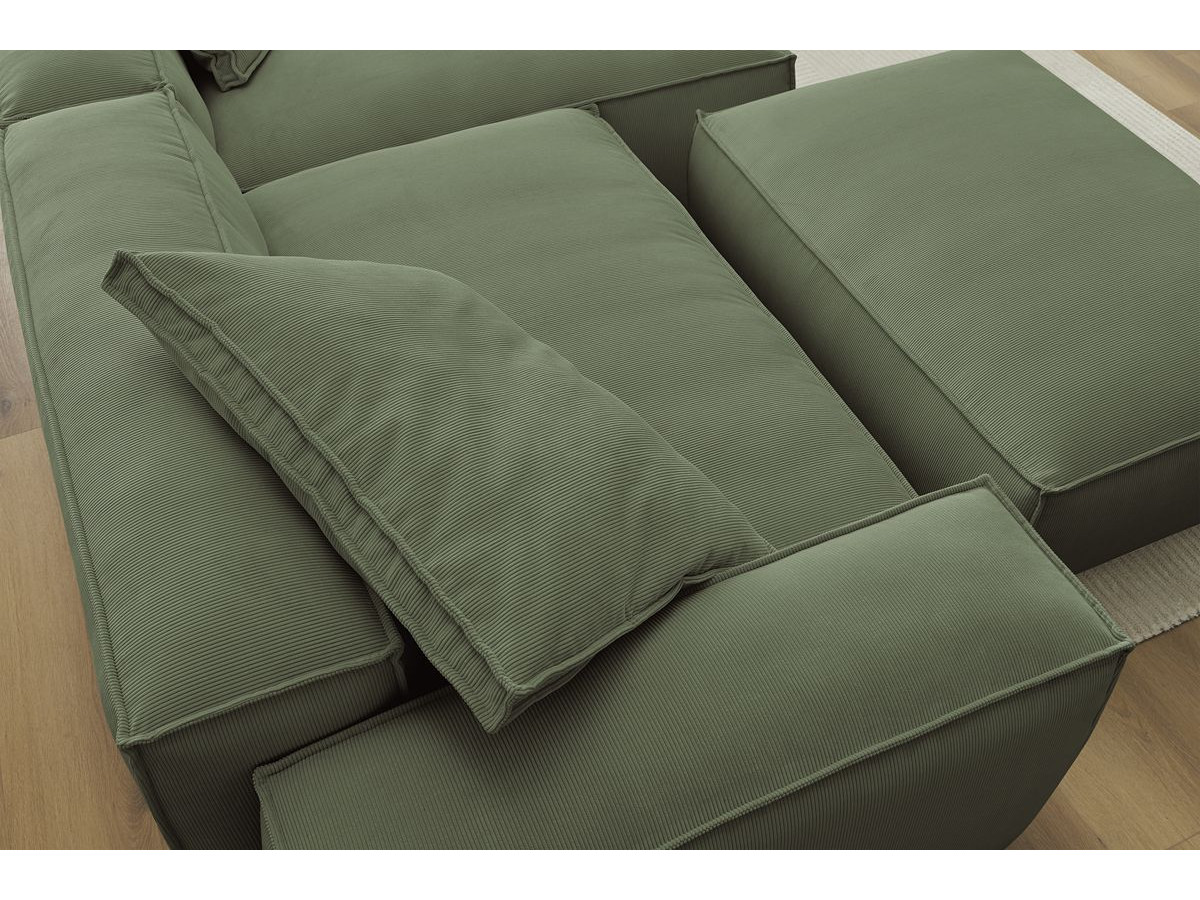 Bobochic Boheme Ecksofa mit Pouf Cordsamt Grün