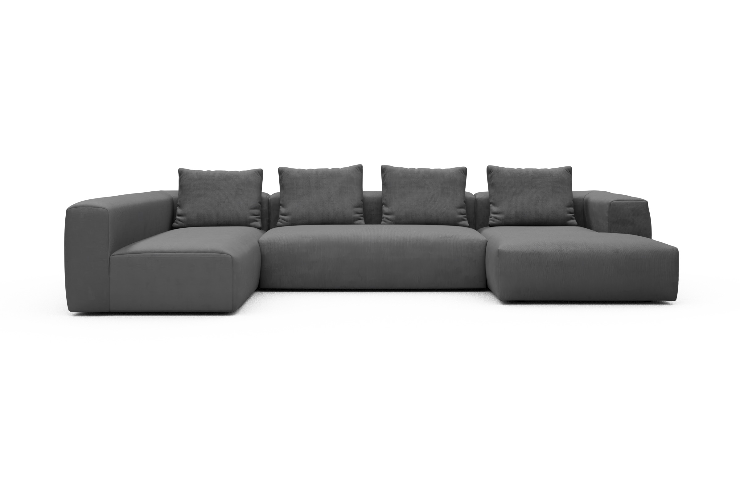 Skandi Home Wohnlandschaft Fred Chaiselongue rechts mit 2-Sitzer und lange Armlehne links Cordufine-Grey moebelfaktor