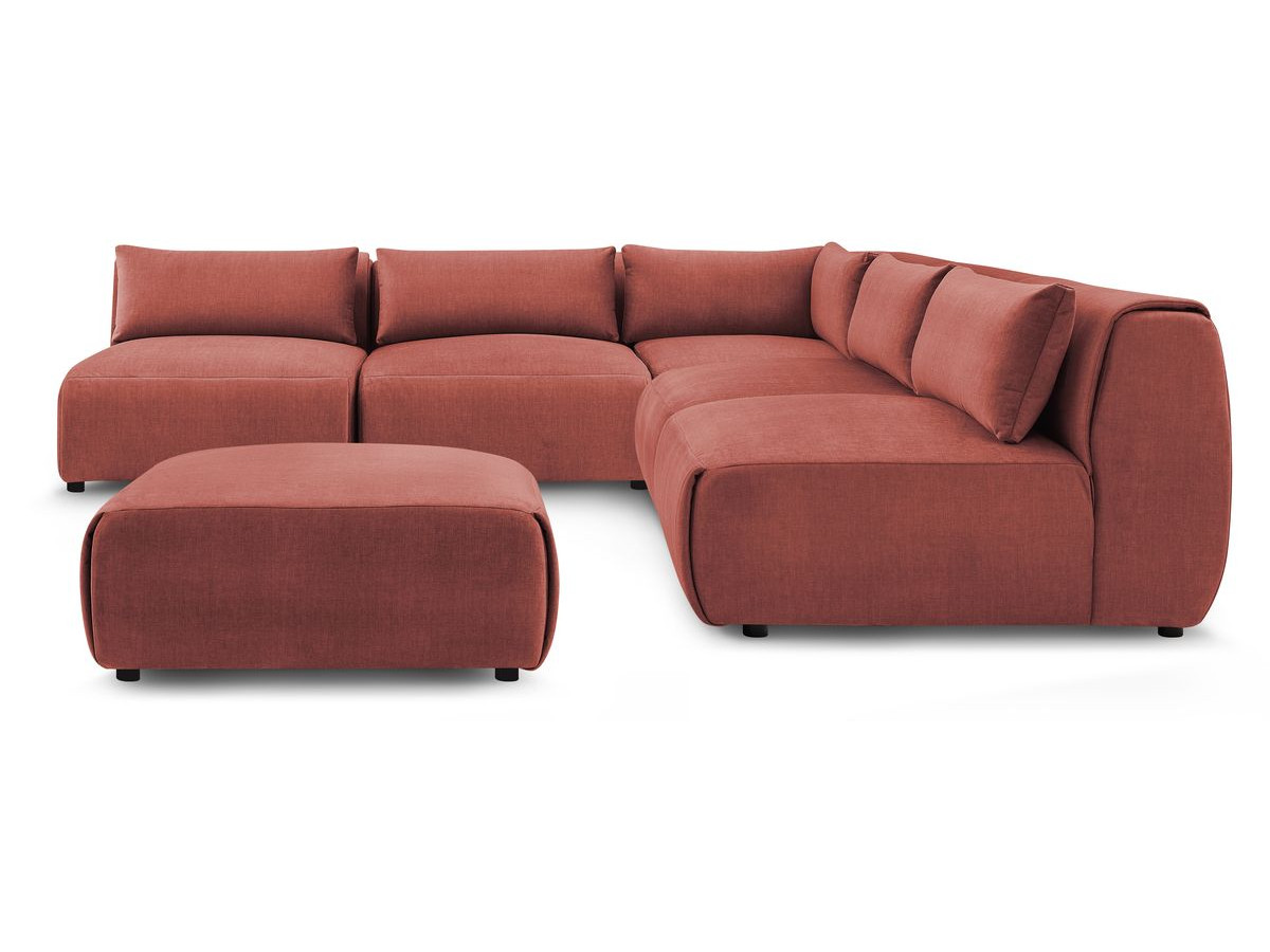 Bobochic Jeanne Ecksofa mit Pouf Samt Orange