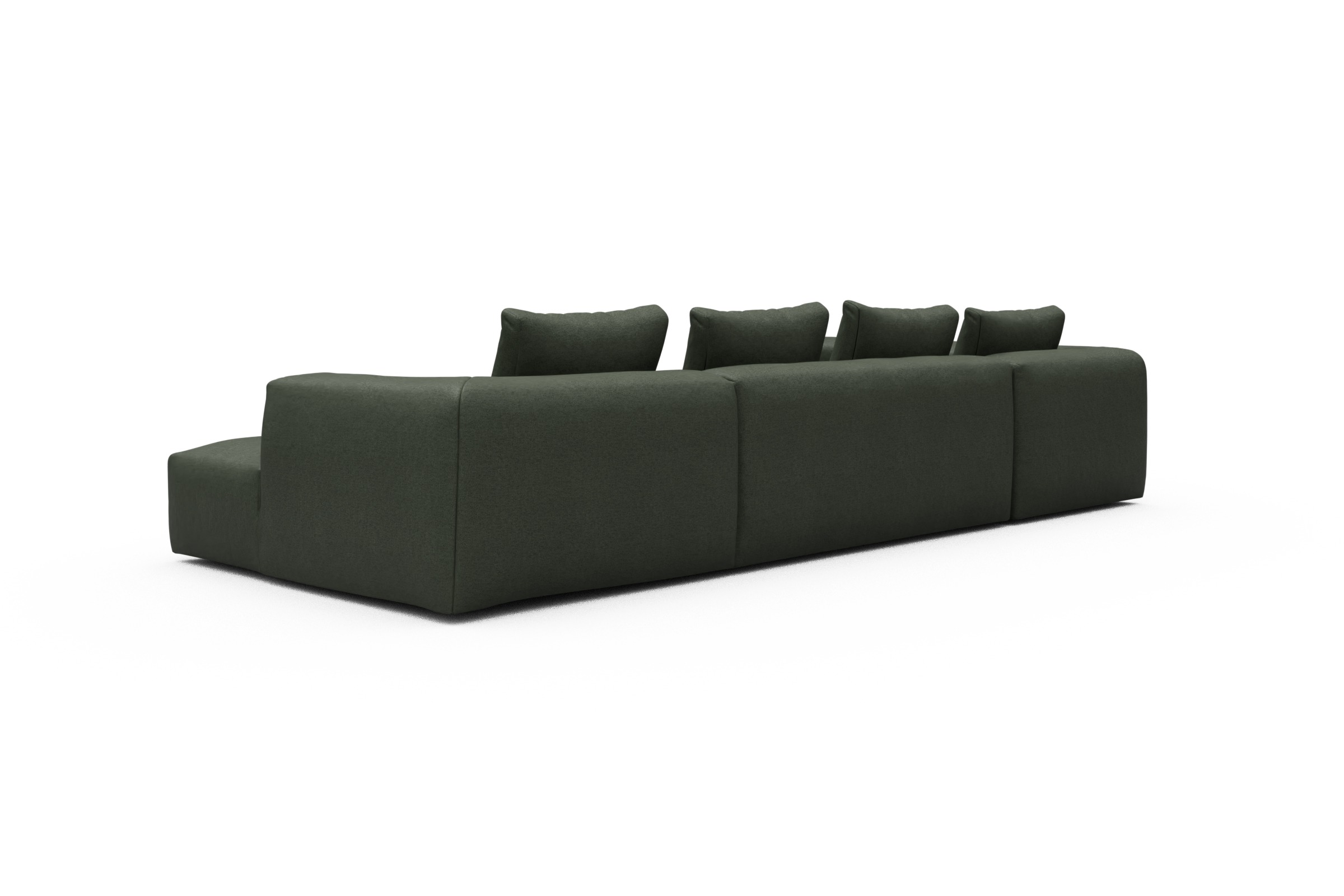 Wohnlandschaft Fred Chaiselongue rechts mit 2-Sitzer und lange Armlehne links Denari-Forest-Green