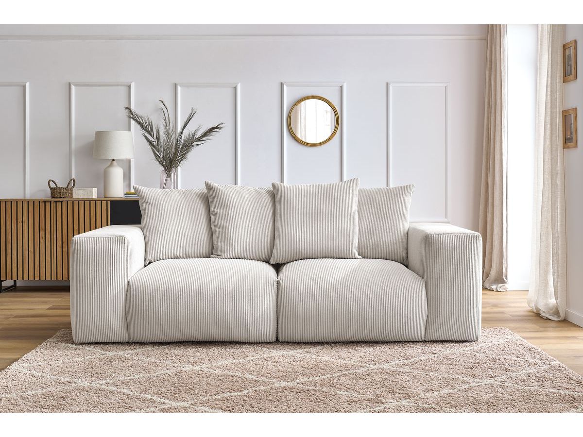 Bobochic Voltaire Sofa 3-Sitzer 248 × 100 cm Cordsamt Beige