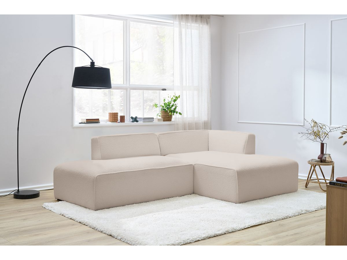 Bobochic Megeve Ecksofa Bouclé-Stoff Beige Ecke rechts
