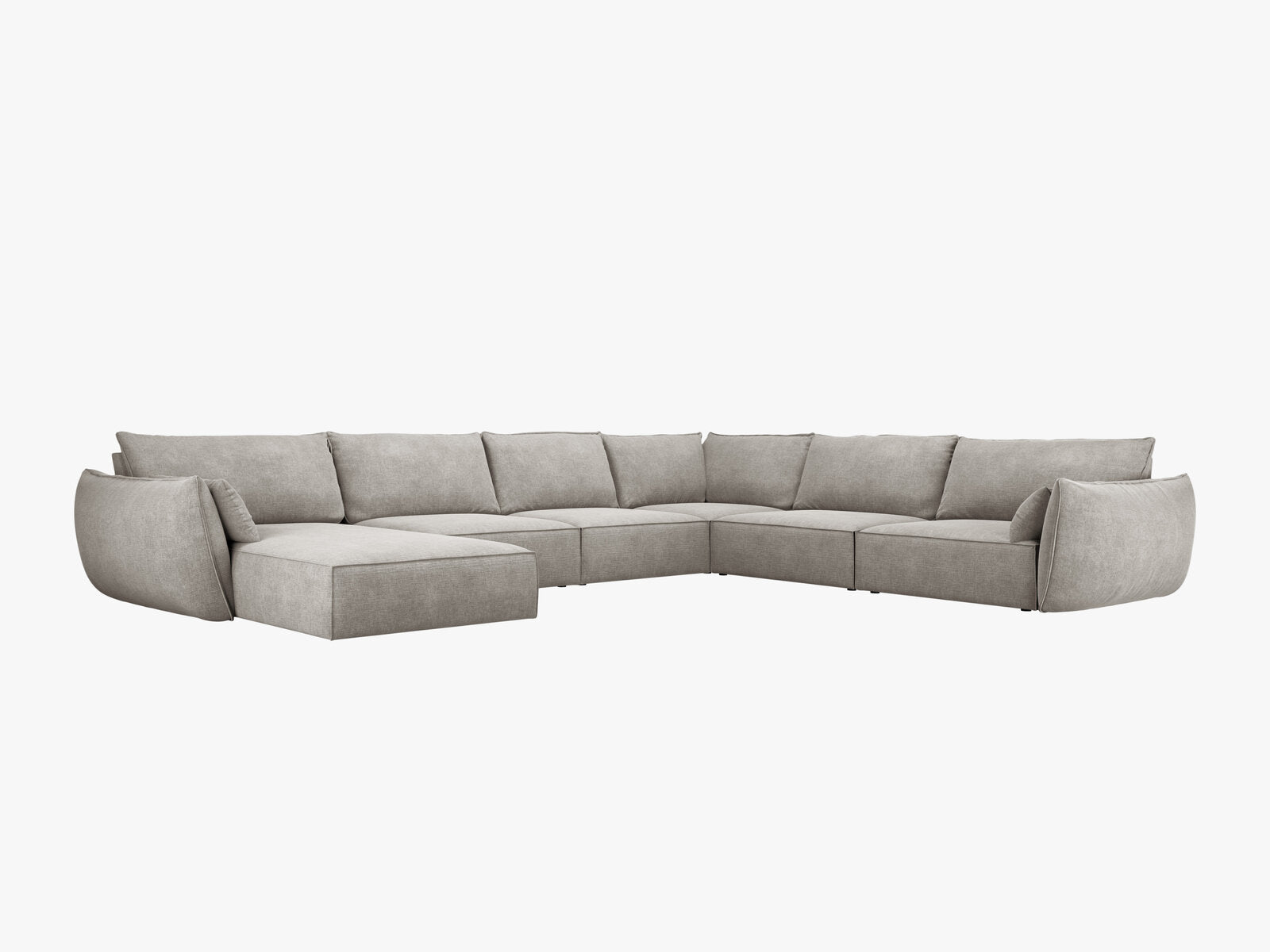 Micadoni Panorama-Ecksofa Kaelle 8-Sitzer Rechts Chenille Over The Horizon Hellgrau