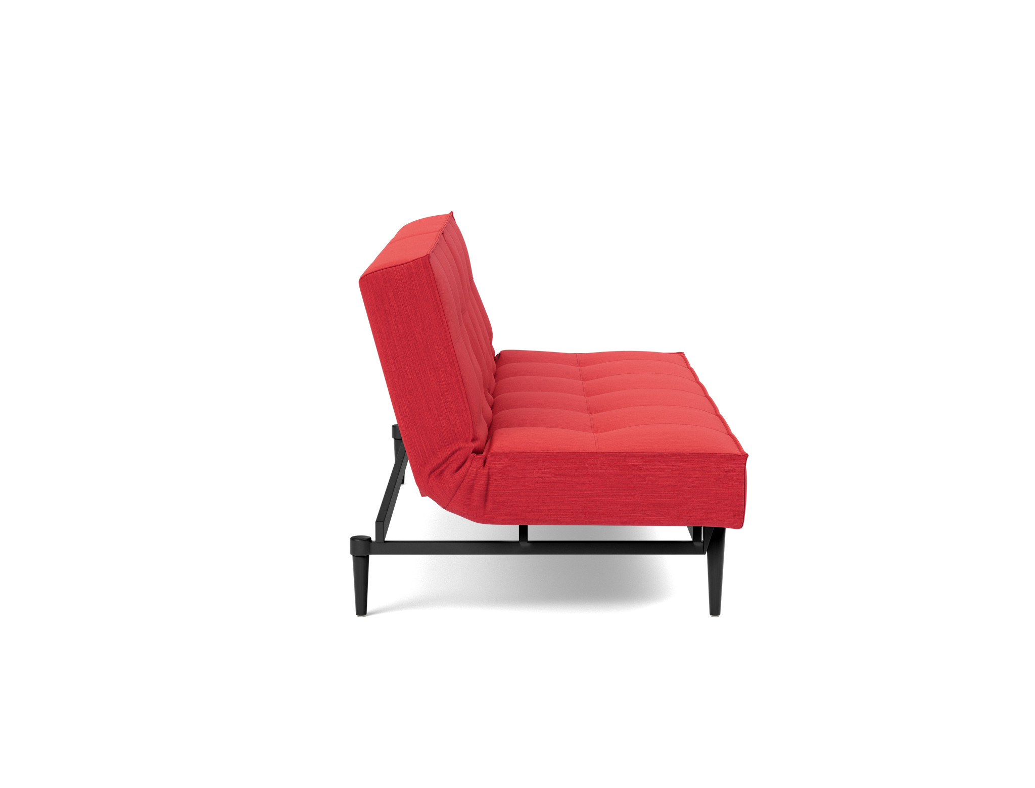 Schlafsofa Splitback Flachgewebe Elegance 511-Red Beine Styletto Eiche schwarz