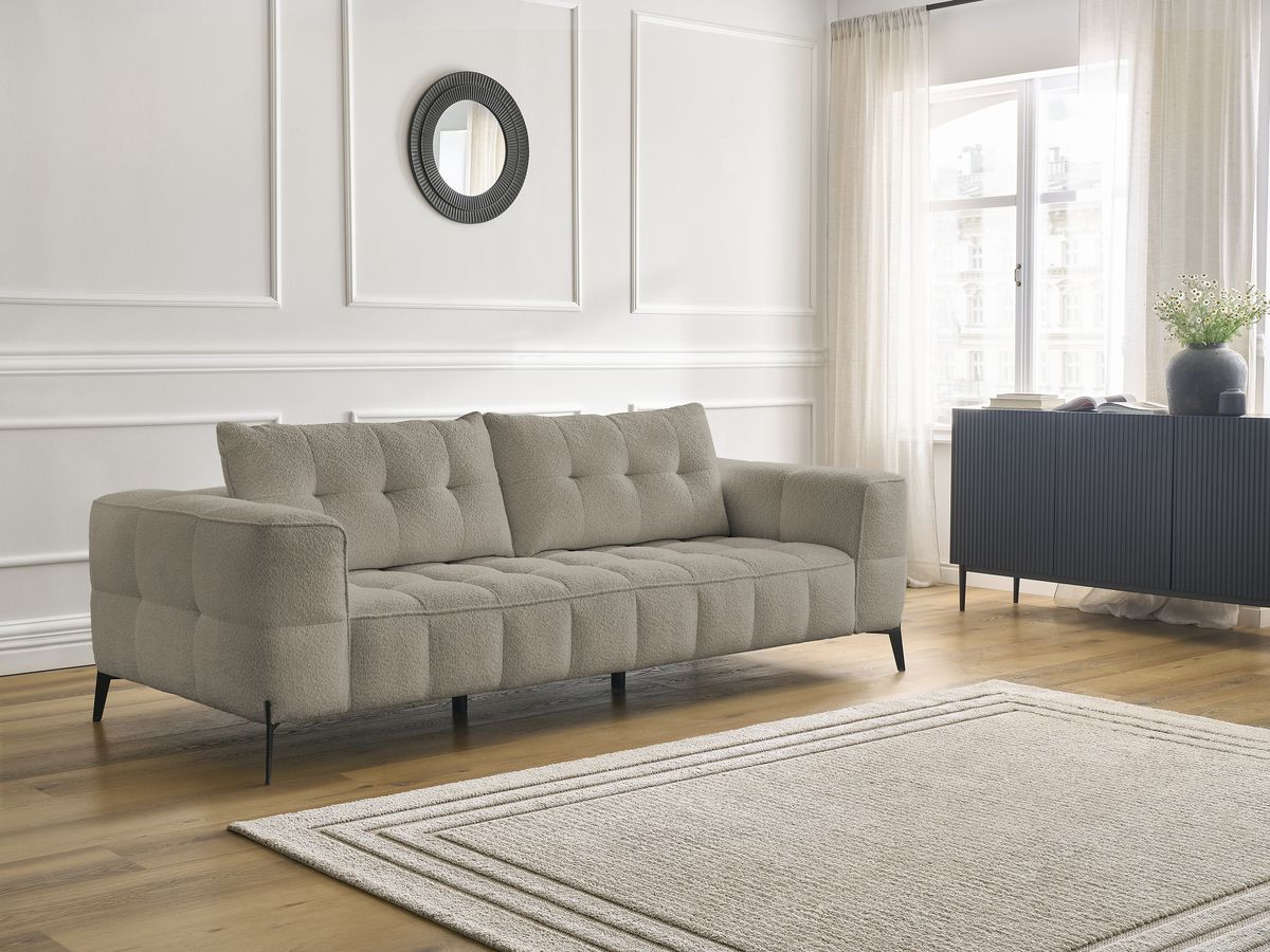 Bobochic Anis Sofa 3-Sitzer Bouclé-Stoff Taupe