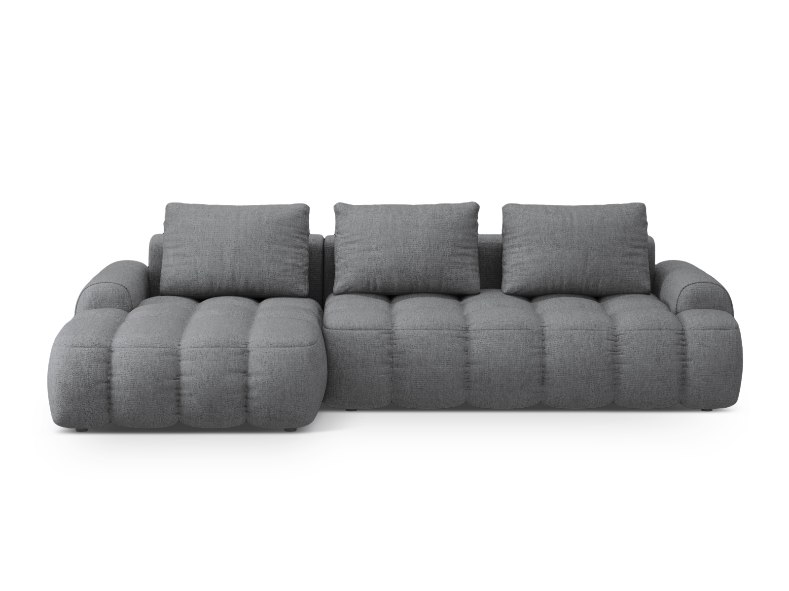 Cosmopolitan Design Ecksofa Linz 3-Sitzer mit Schlaffunktion Strukturierter Stoff Sorella Grau Links