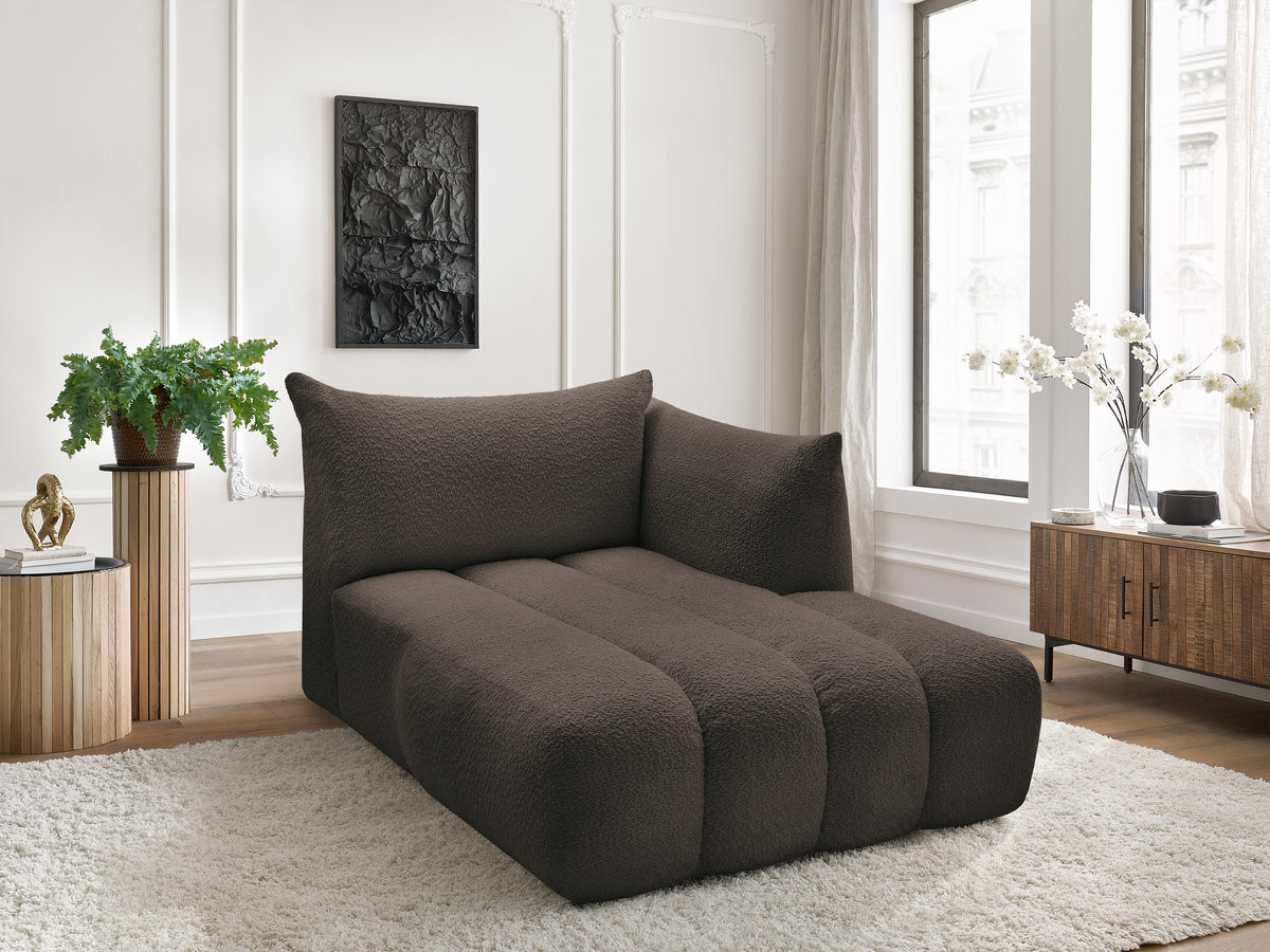 Bobochic Azra Méridienne-Modul Bouclé-Stoff Braun Ecke rechts