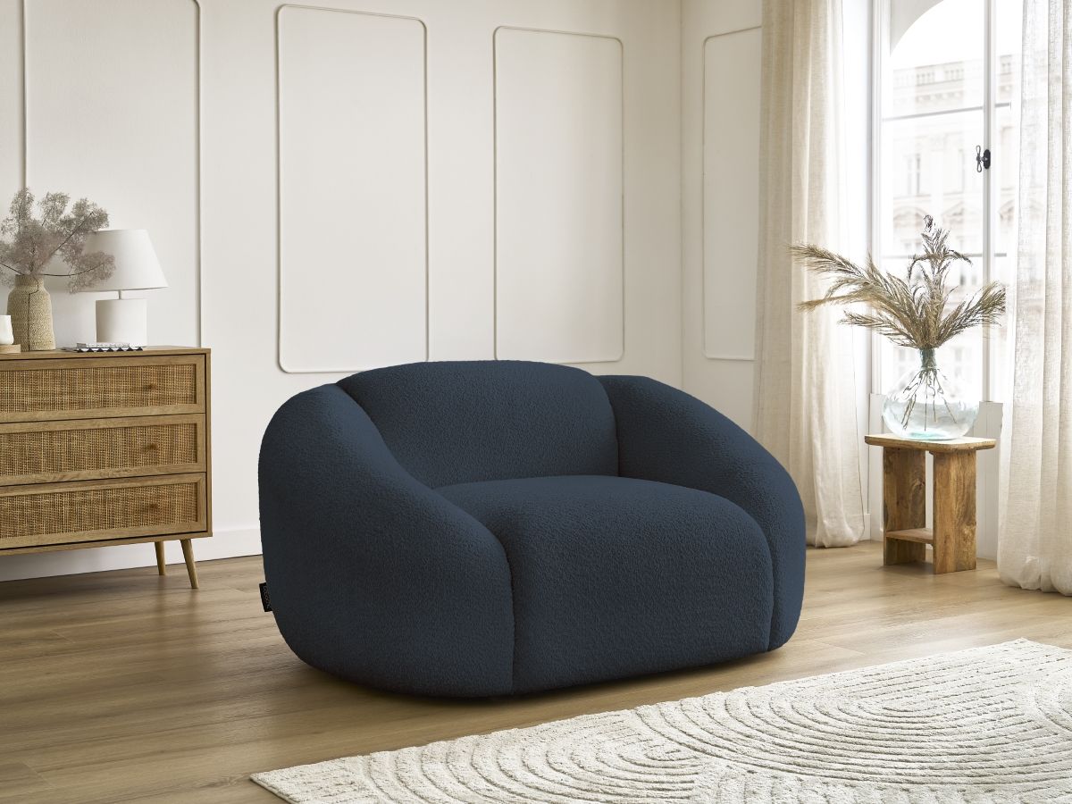 Bobochic Tina Sessel Bouclé-Stoff Dunkelblau