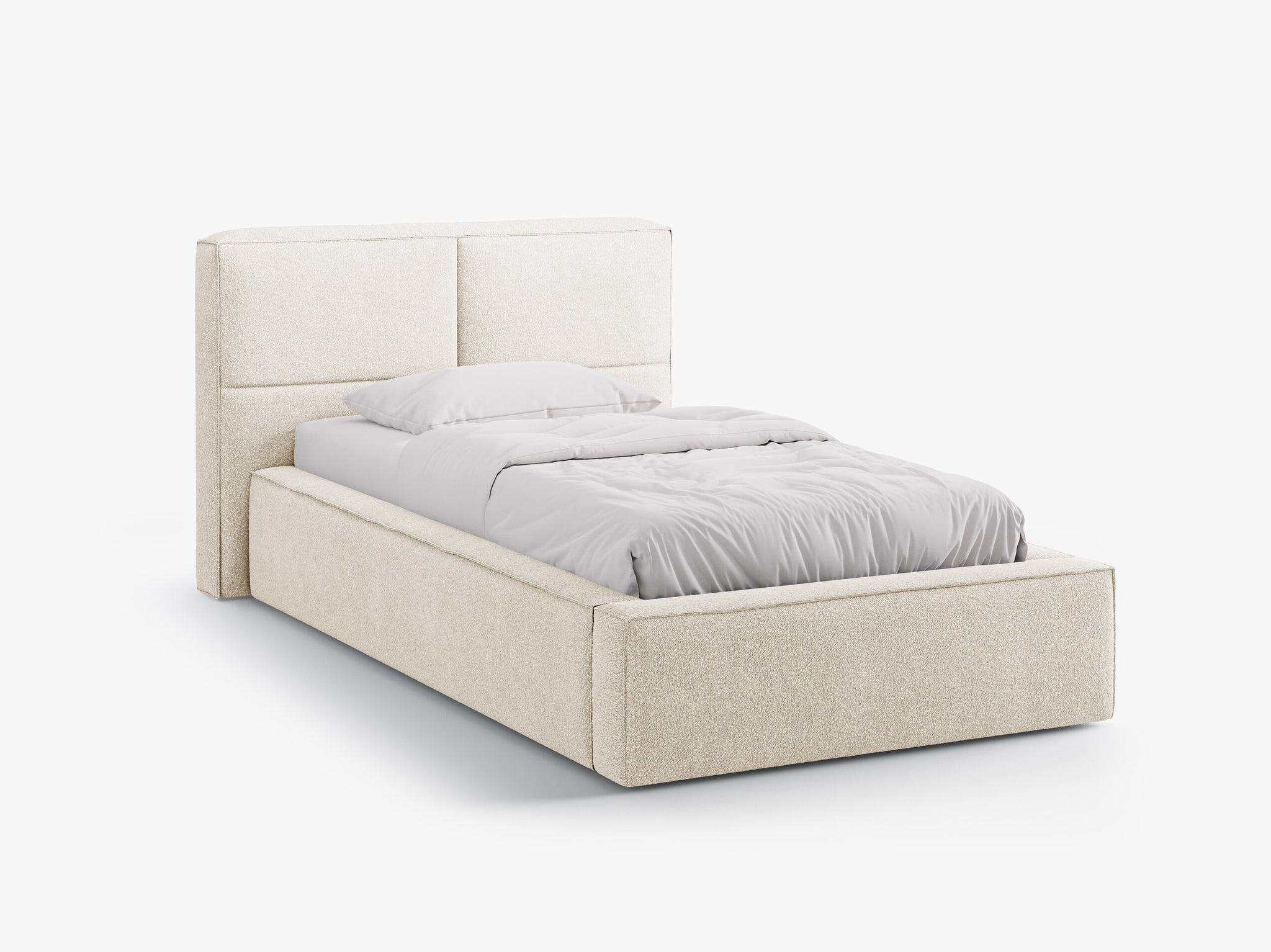 Micadoni Stauraumbett mit Kopfteil Darren Boucle Legend Helles Beige 90x200