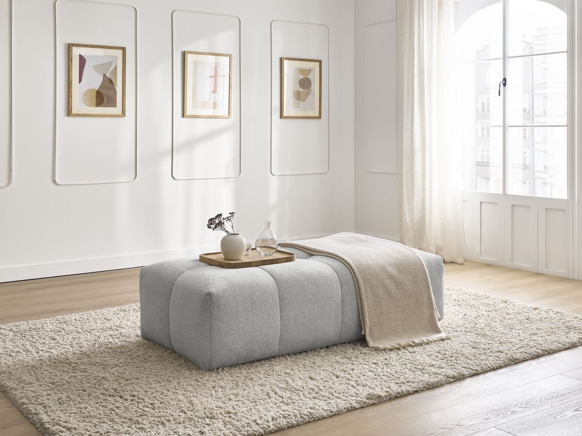 Bobochic Everest Pouf 140 × 70 cm Melange-Stoff Hellgrau