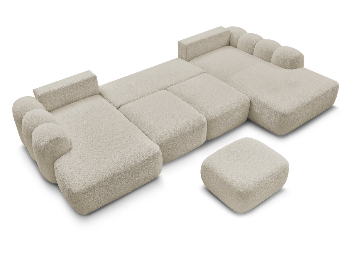 Bobochic Montaigne Wohnlandschaft mit Pouf Bouclé-Stoff Beige Ecke links