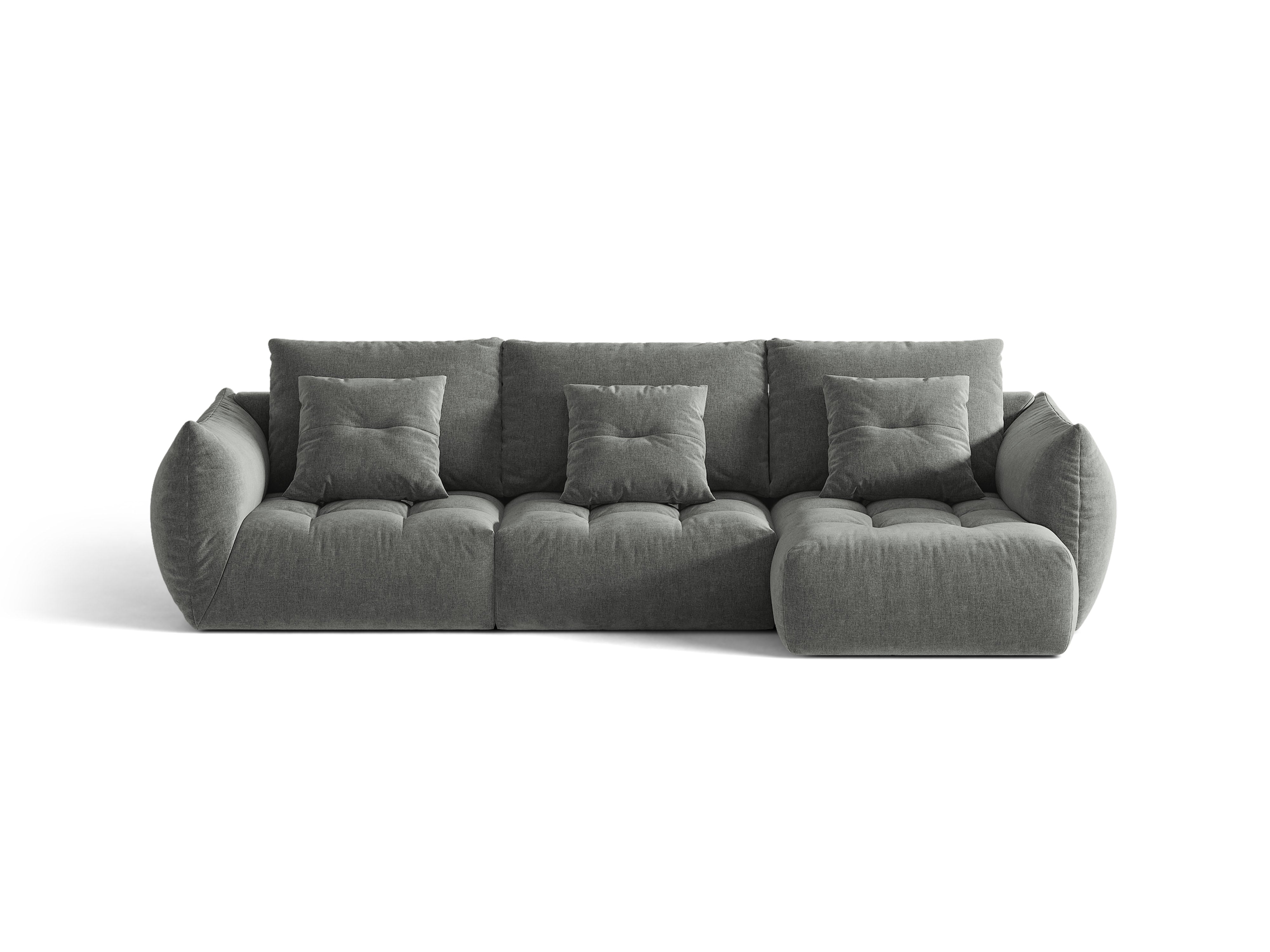 Micadoni Bloom Ecksofa 6-Sitzer Rechts Strukturierter Stoff Wind Dunkelgrau