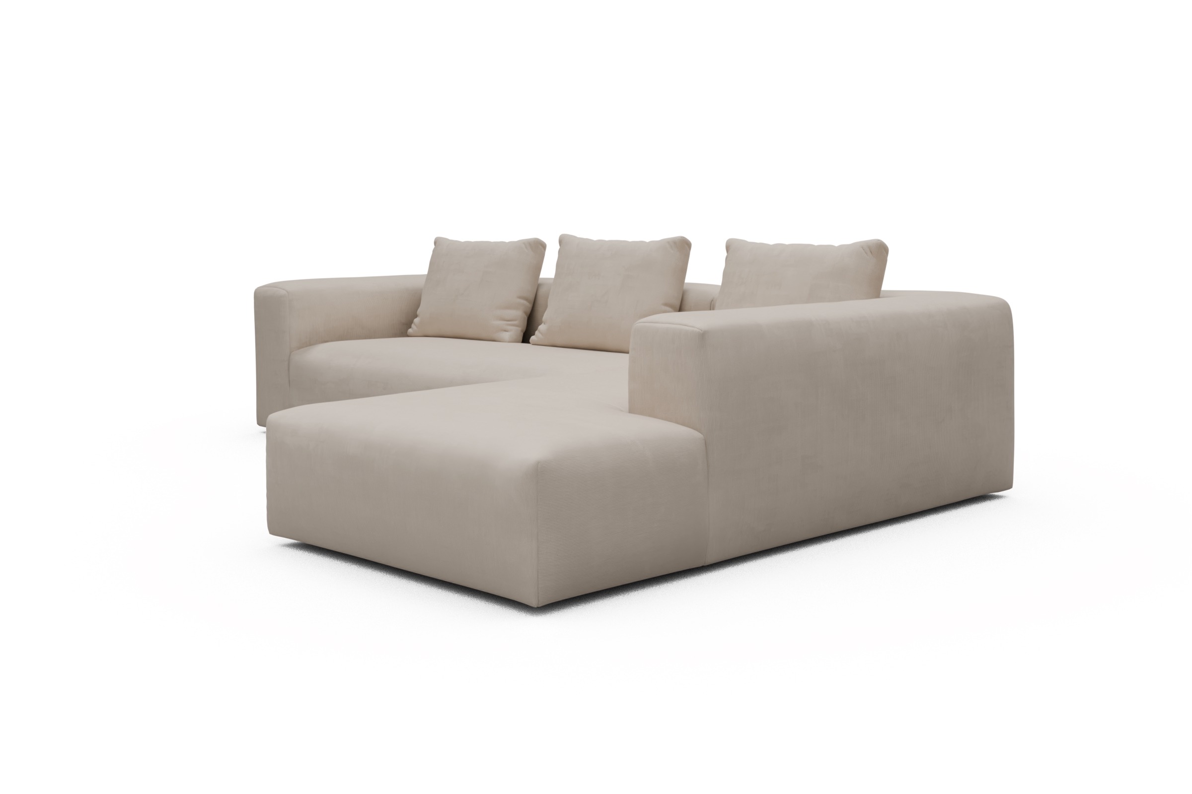 Ecksofa Fred Relax-Ecke rechts mit 2,5-Sitzer Cordufine-Off-White
