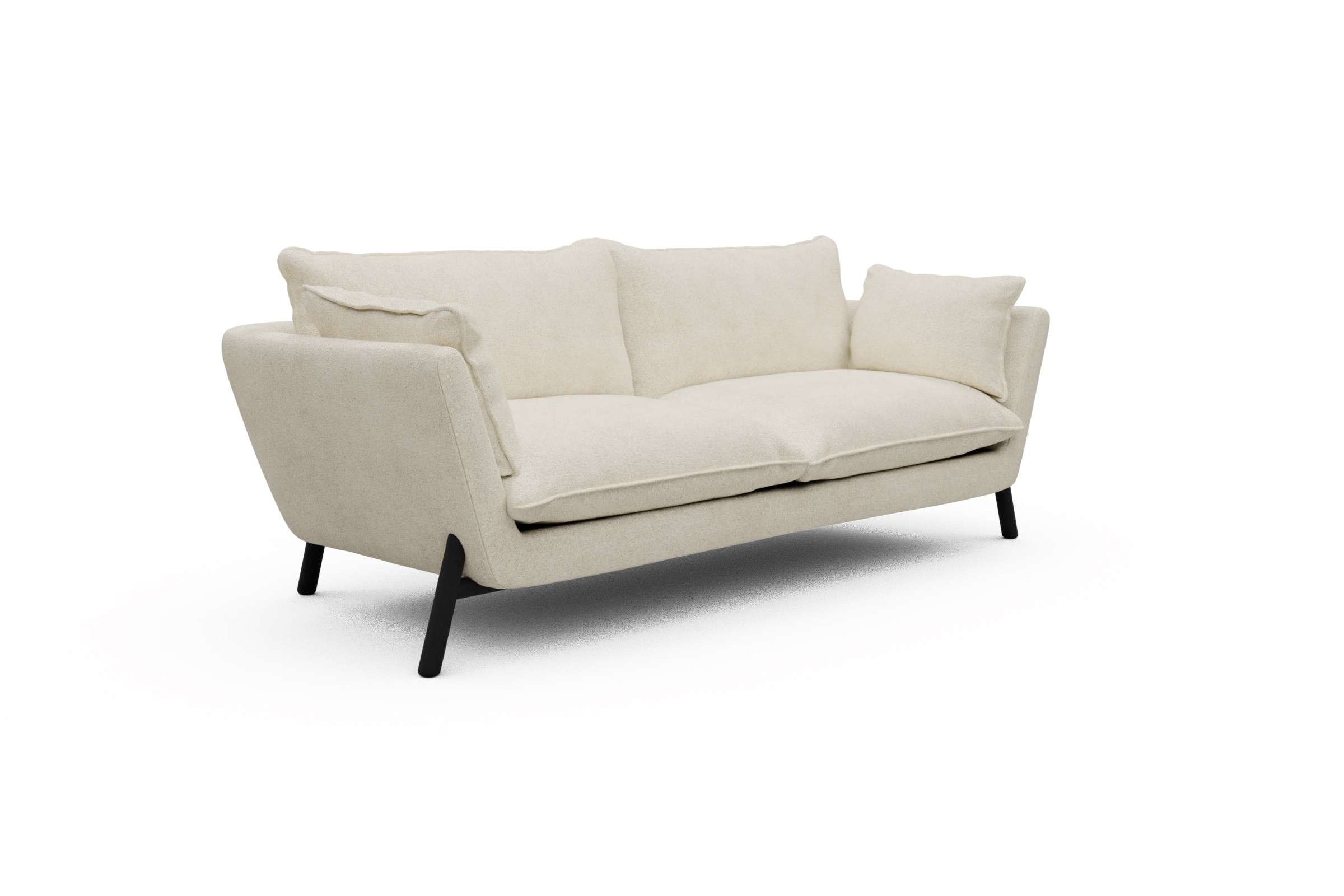 Sofa Emil PREMIUM 3-Sitzer Beinfarbe Eiche Schwarz Boucle-Off-White