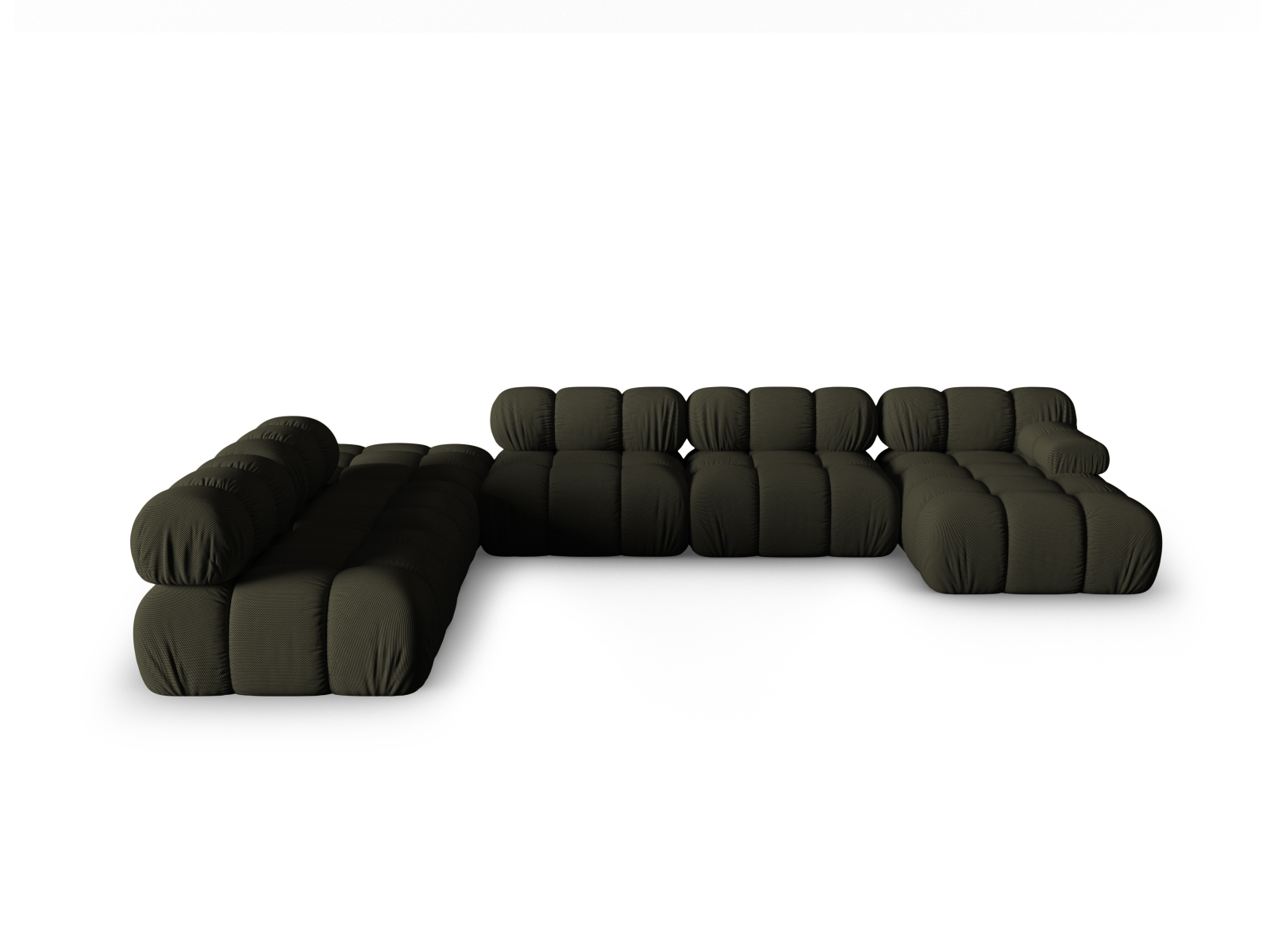 Micadoni Modulares Panorama Ecksofa Bellis 7-Sitzer Links 3D-Stoff Sonic Amazonas Grün
