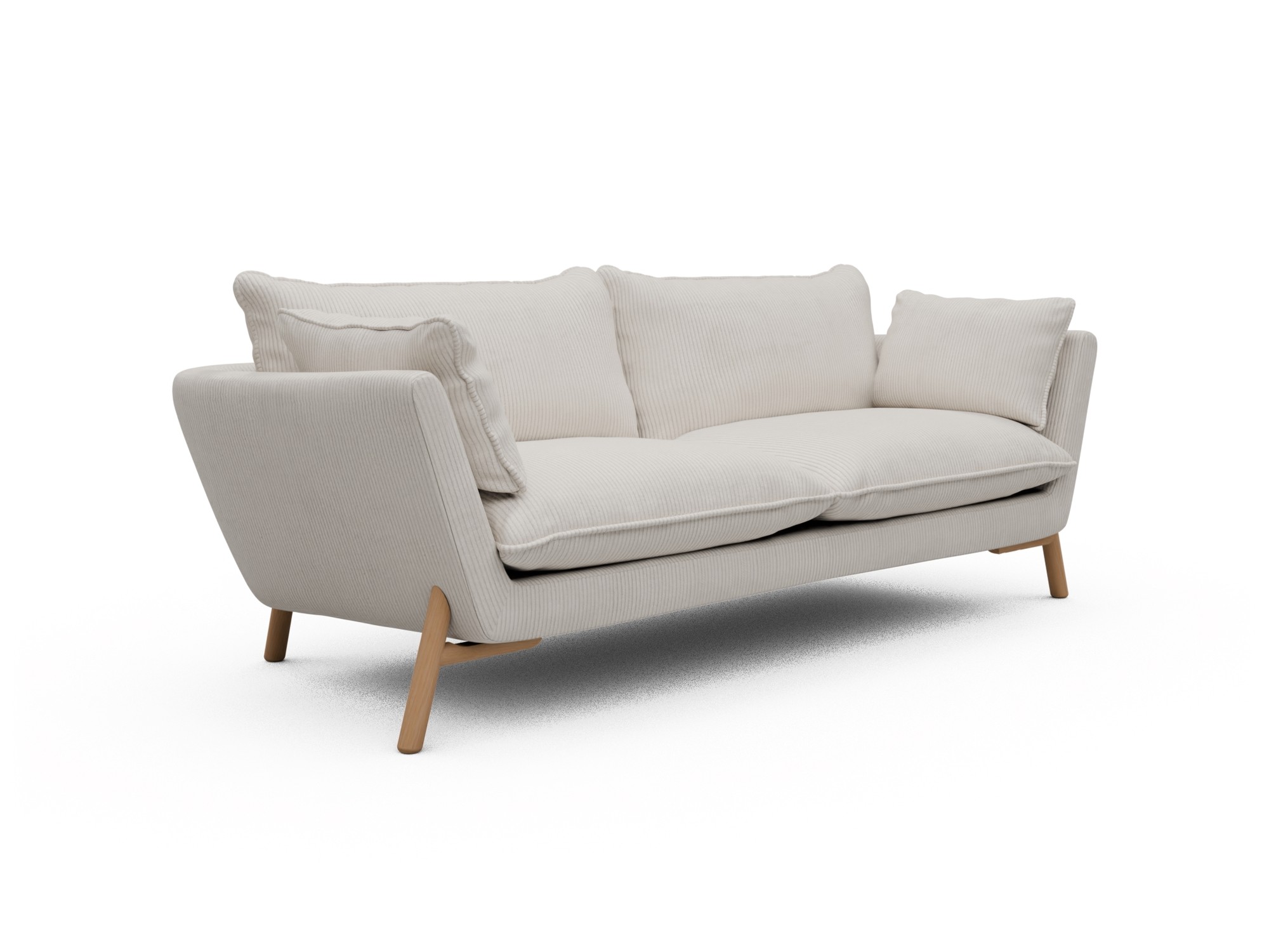 Skandi Home Sofa Emil Soft 3-Sitzer Beinfarbe Eiche Natur Corduroy-Ivory moebelfaktor