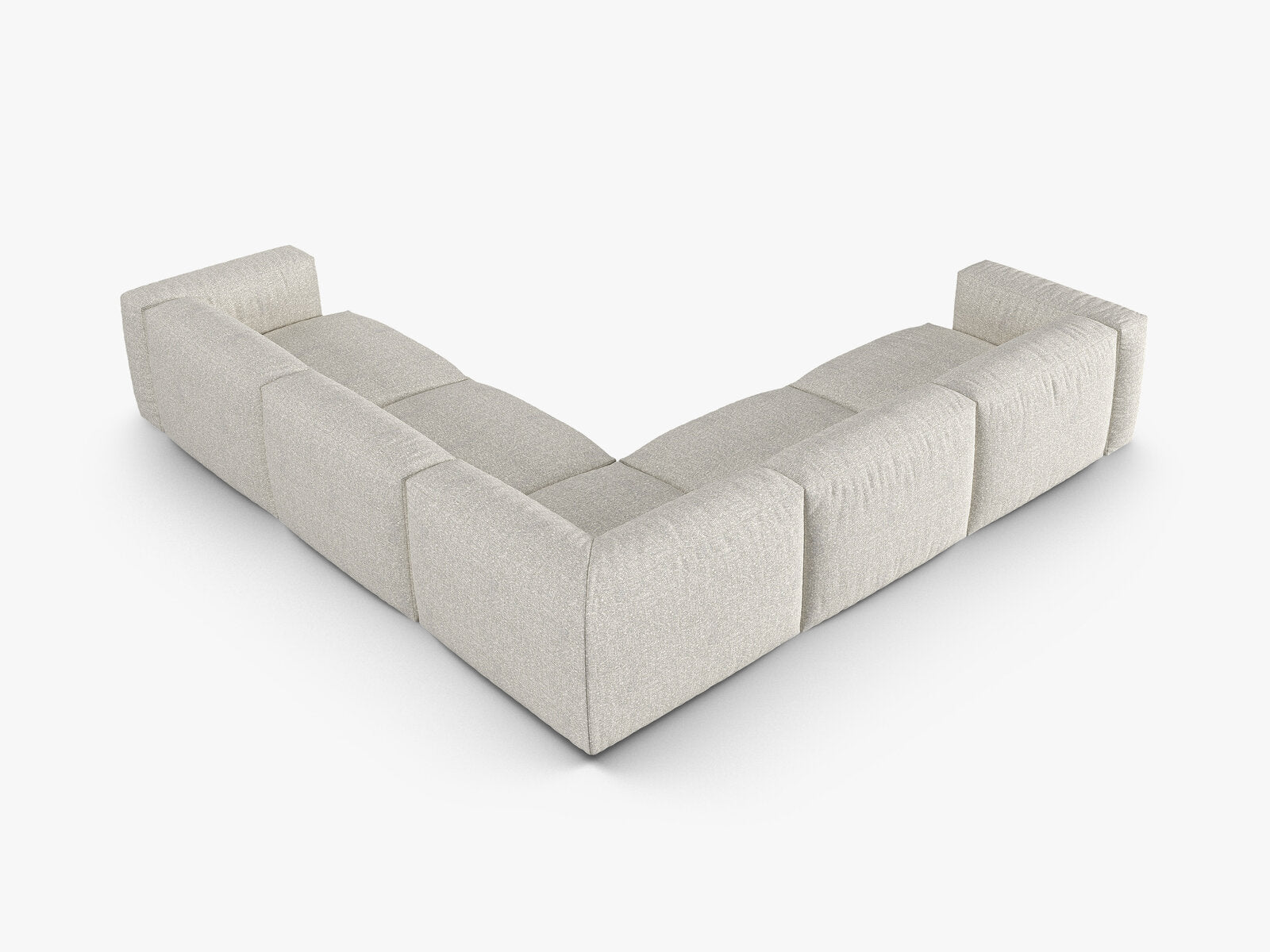 Micadoni modulares symmetrisches Ecksofa XL Martina 5-Sitzer 90cm Sitztiefe Boucle Monet Grau Beige Melange