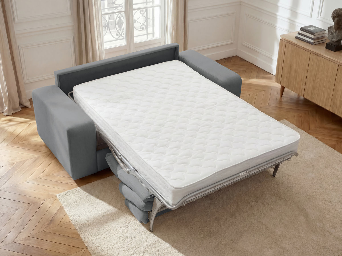 Bobochic Ibiza Schlafsofa 3-Sitzer Strukturstoff Dunkelgrau, Liegefläche 160 × 196 cm