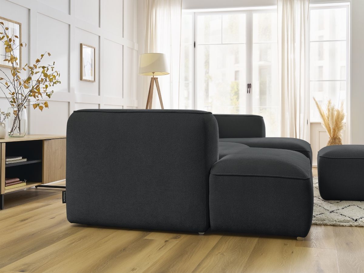Bobochic Zephyr Wohnlandschaft mit Pouf Strukturstoff Dunkelgrau