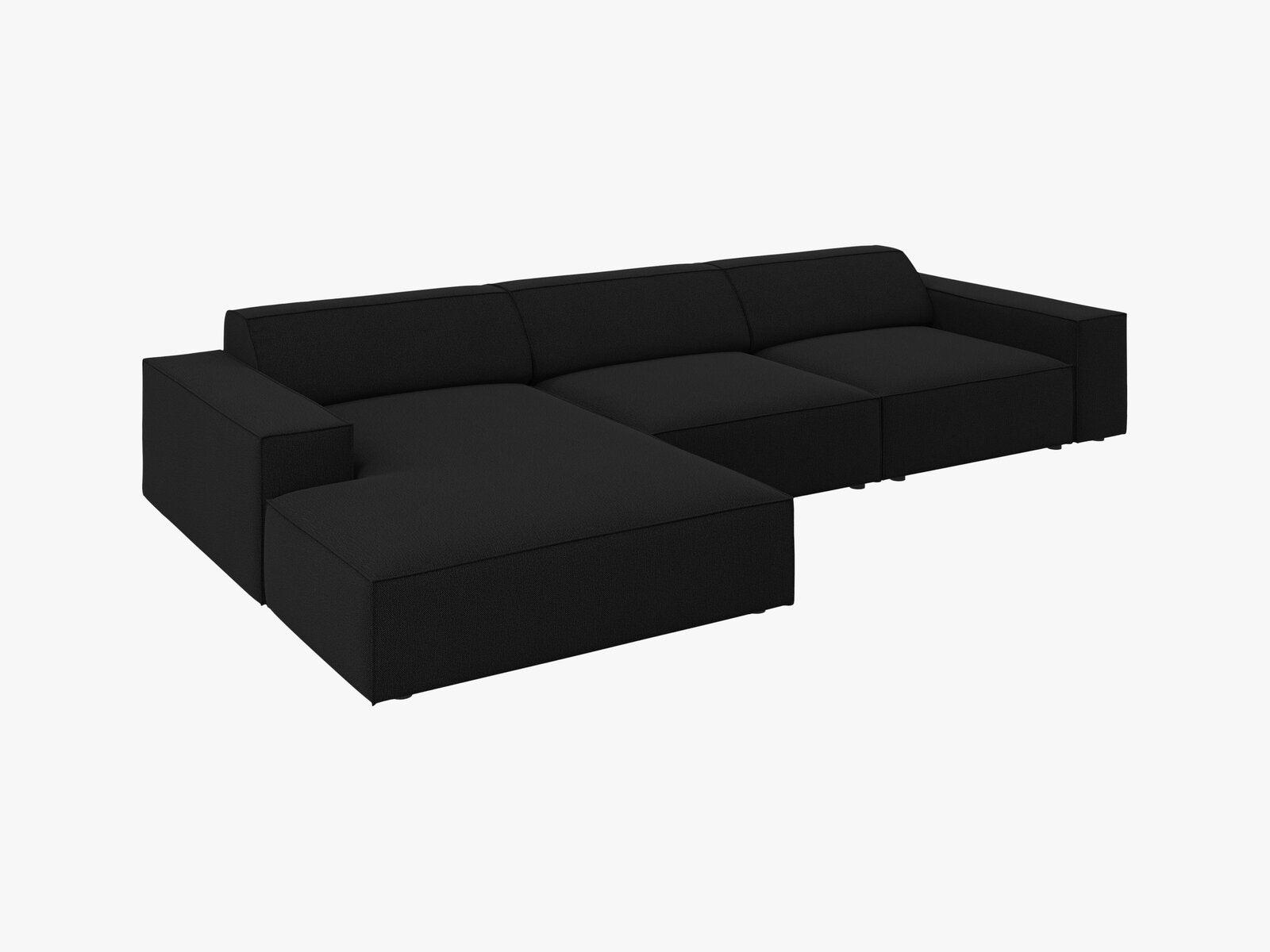 Micadoni Ecksofa Jodie 4-Sitzer Links Strukturierter Stoff Megan Schwarz