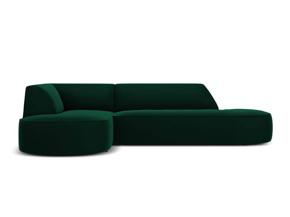 Cosmopolitan Design Ecksofa Siena 4-Sitzer abgerundet offen Samt Salvador Flaschengrün Links
