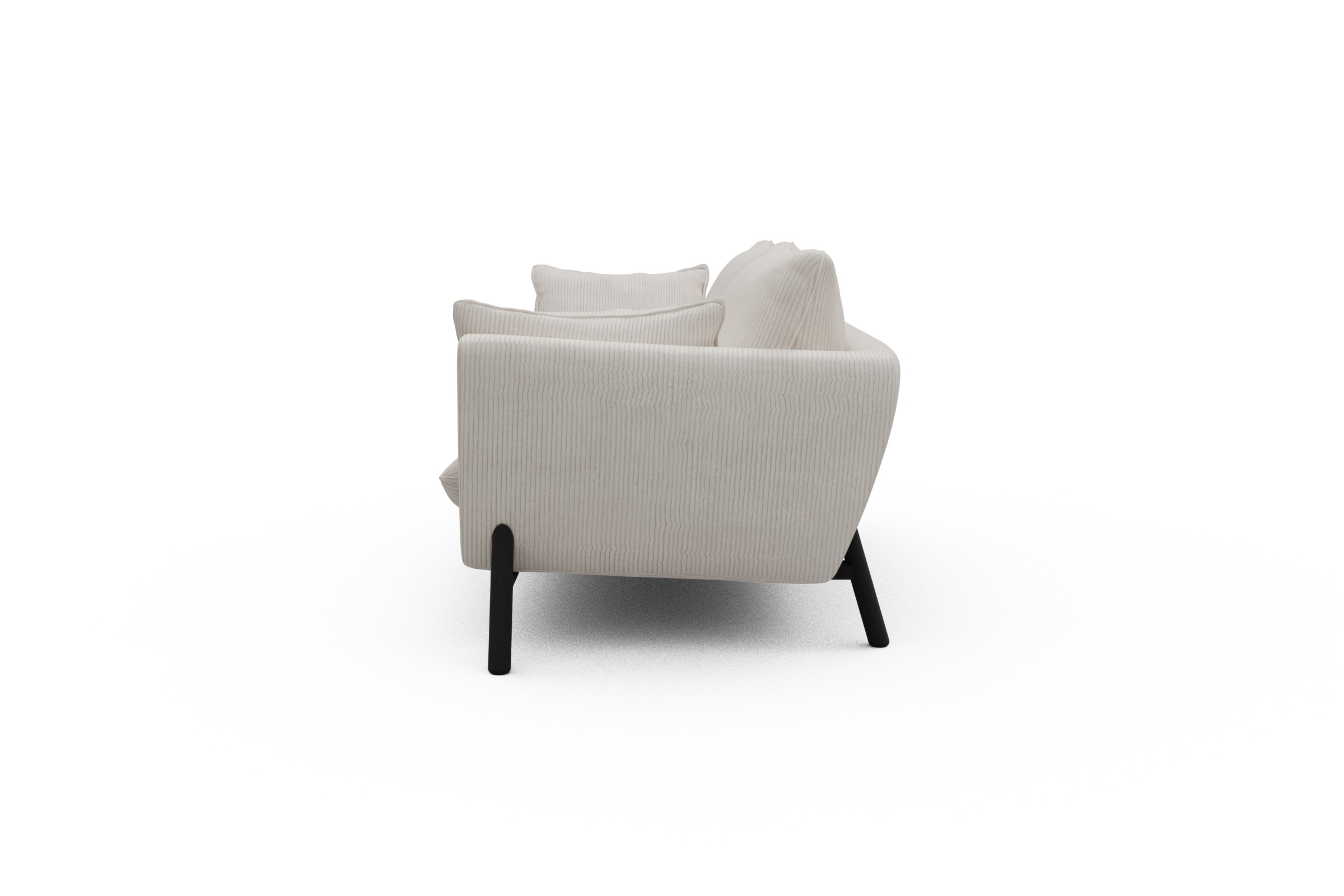 Sofa Emil 2-Sitzer Beinfarbe Eiche Schwarz Corduroy-Ivory