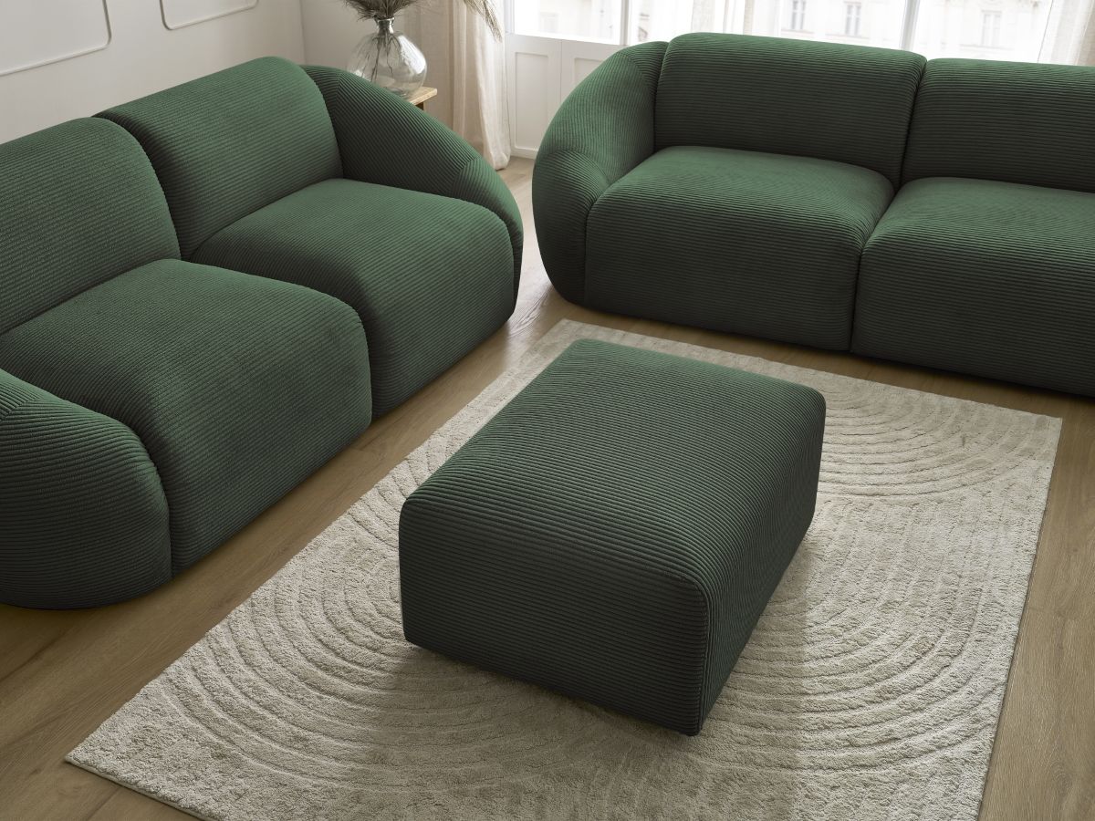 Bobochic Tina Sofa 6-Sitzer mit Pouf Cordsamt Grün