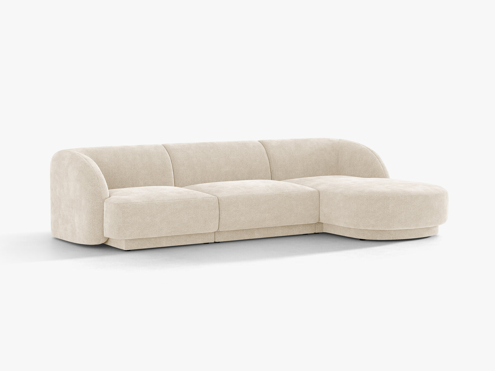 Micadoni Ecksofa Miley 4-Sitzer Rechts Chenille Eden Elfenbein