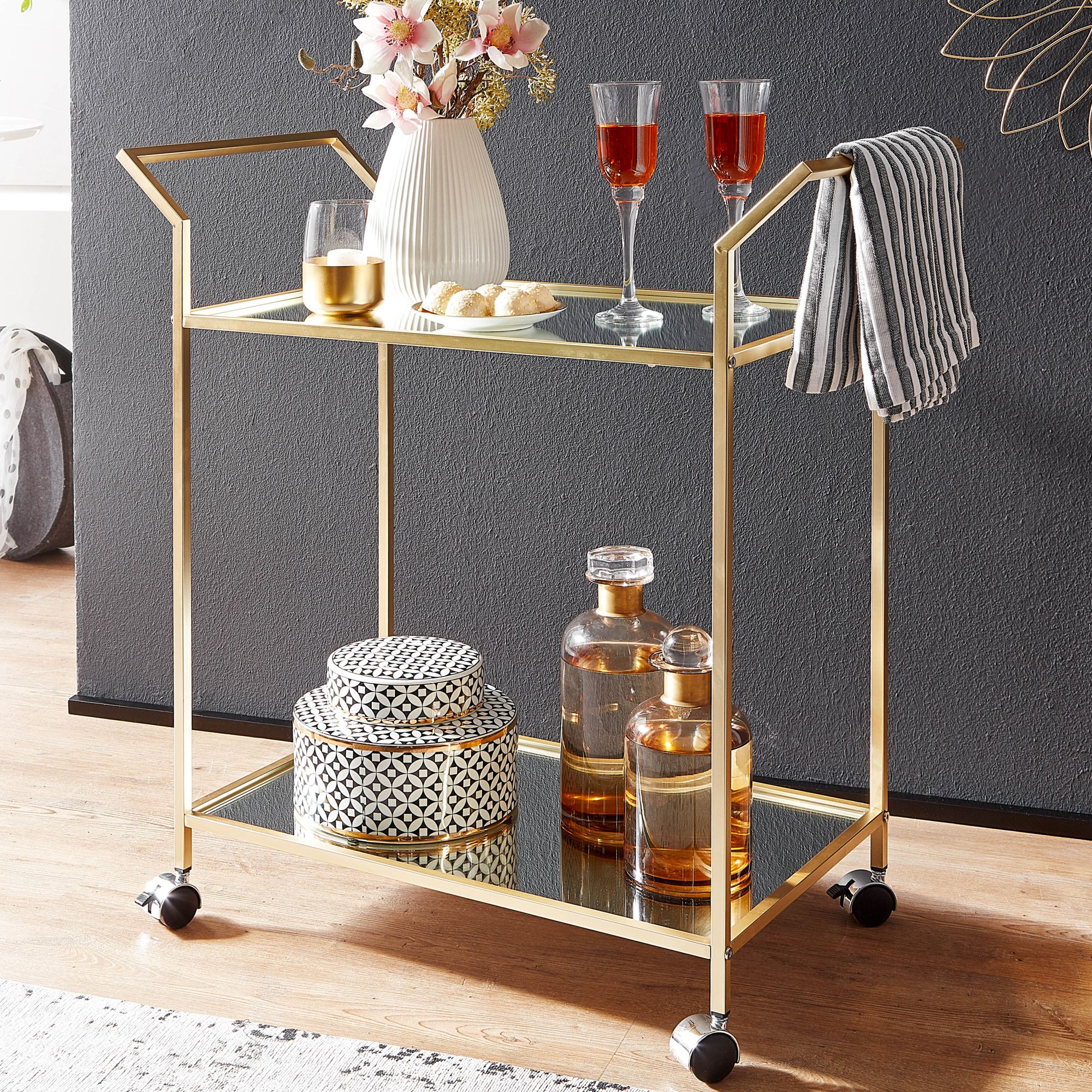 Servierwagen Jokuldalur Metall Gold 73 × 37 × 78 cm
