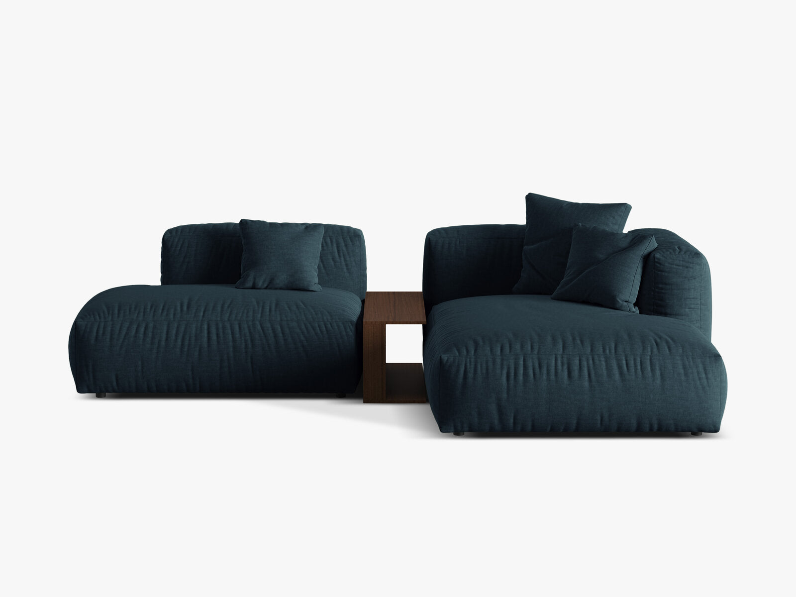 Micadoni Ecksofa Martina 2-Sitzer mit Couchtisch Rechts Strukturierter Stoff Jeansblau