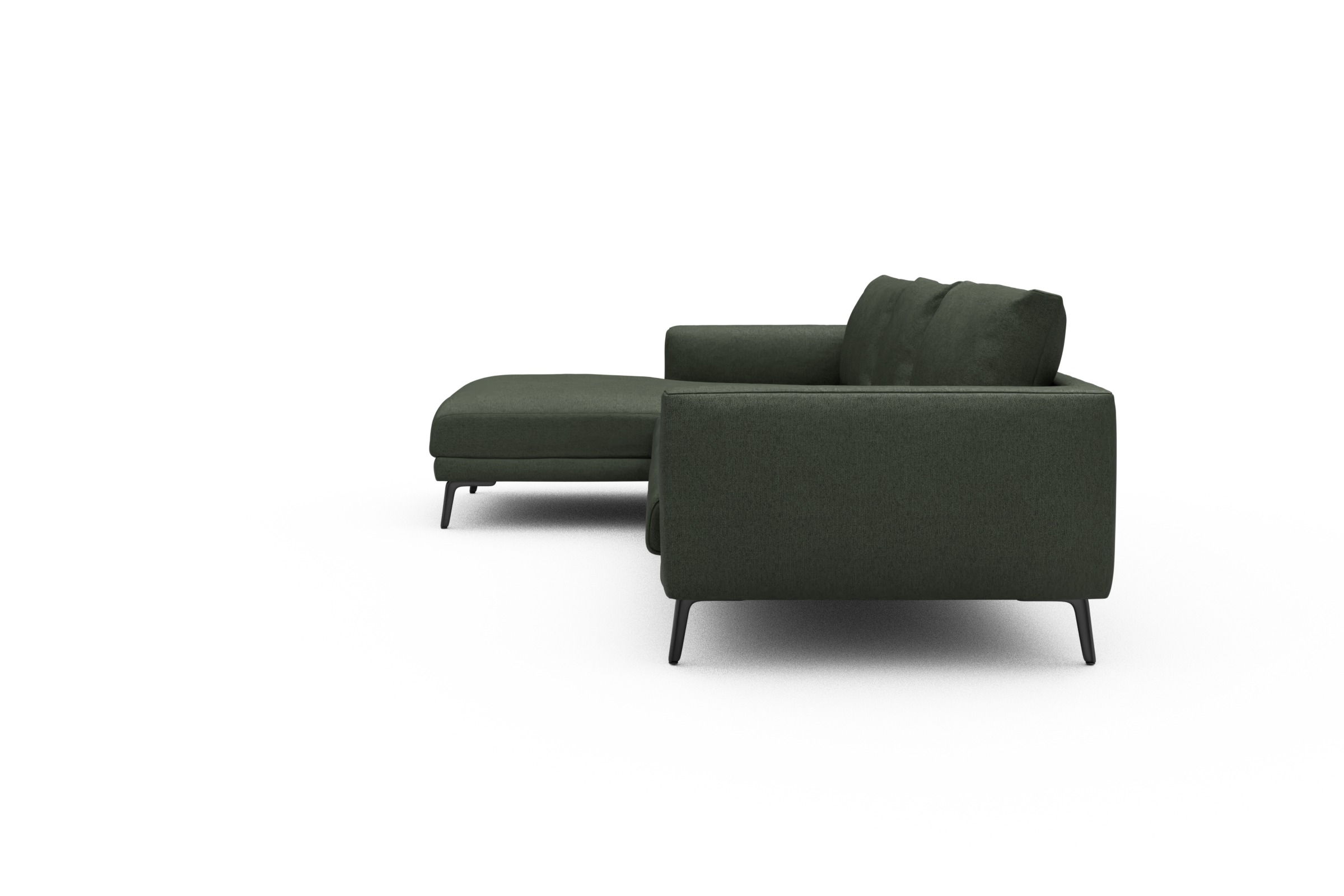 Ecksofa Karl Chaiselongue links mit 2,5-Sitzer Denari-Forest-Green