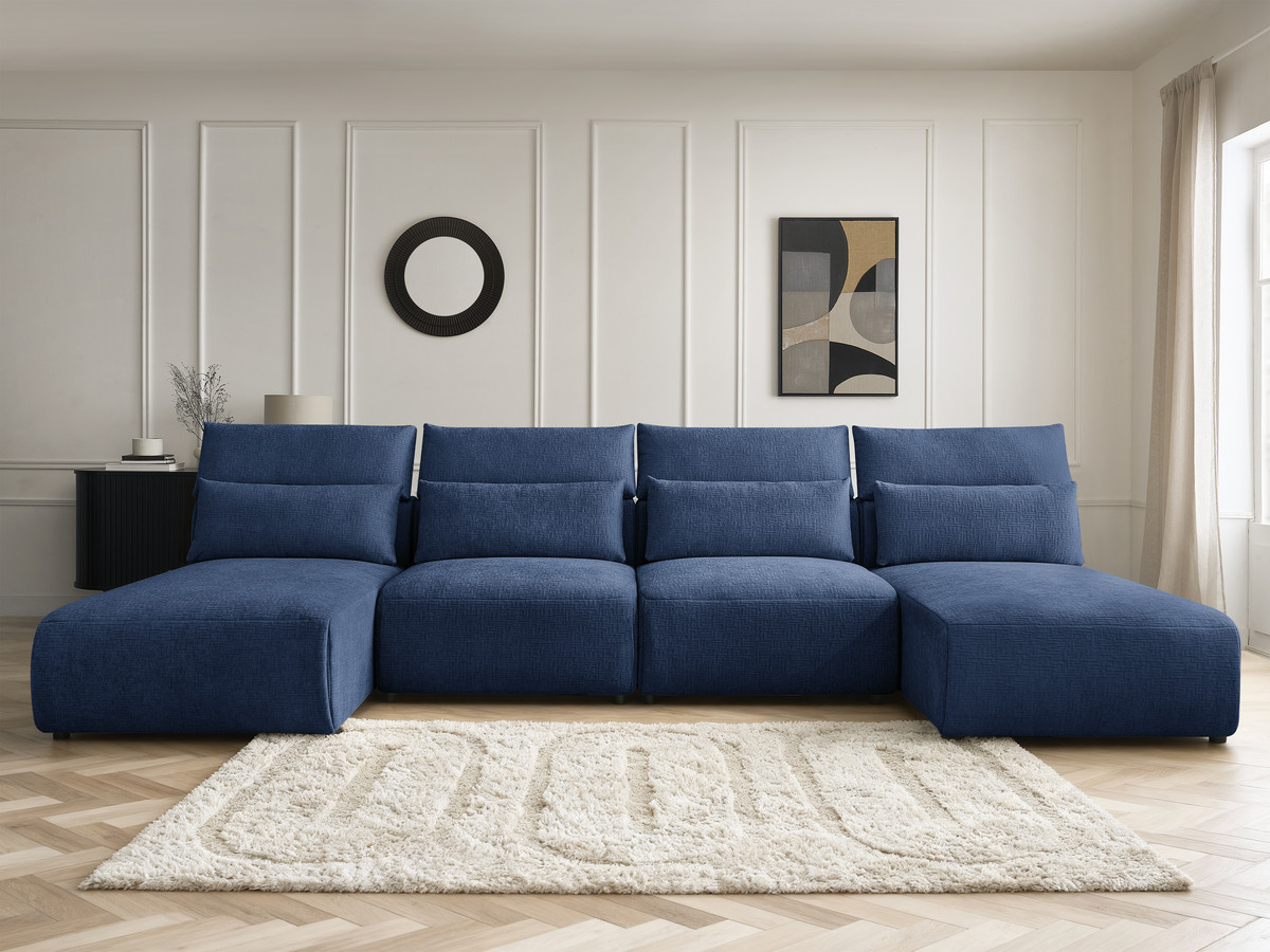 Bobochic Jana Wohnlandschaft Strukturstoff Dunkelblau